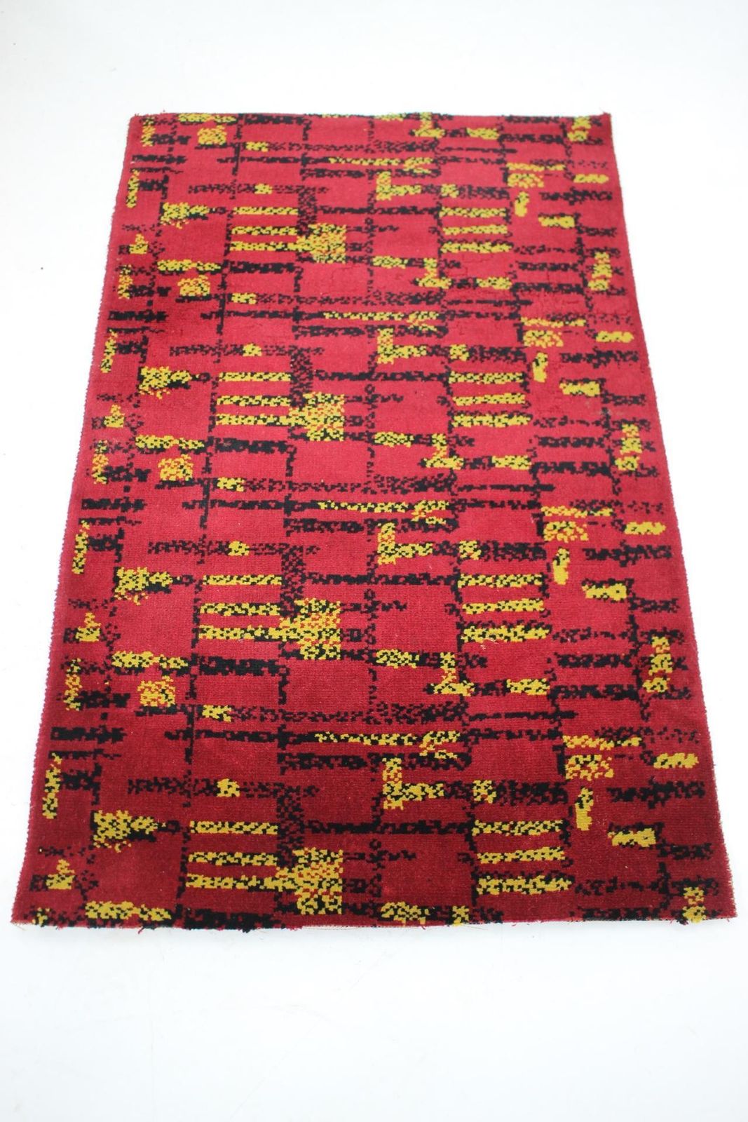 Small Geometric Abstract Wool Bouclé Carpet/Rug 1950s / Czechoslovakia photo for sale