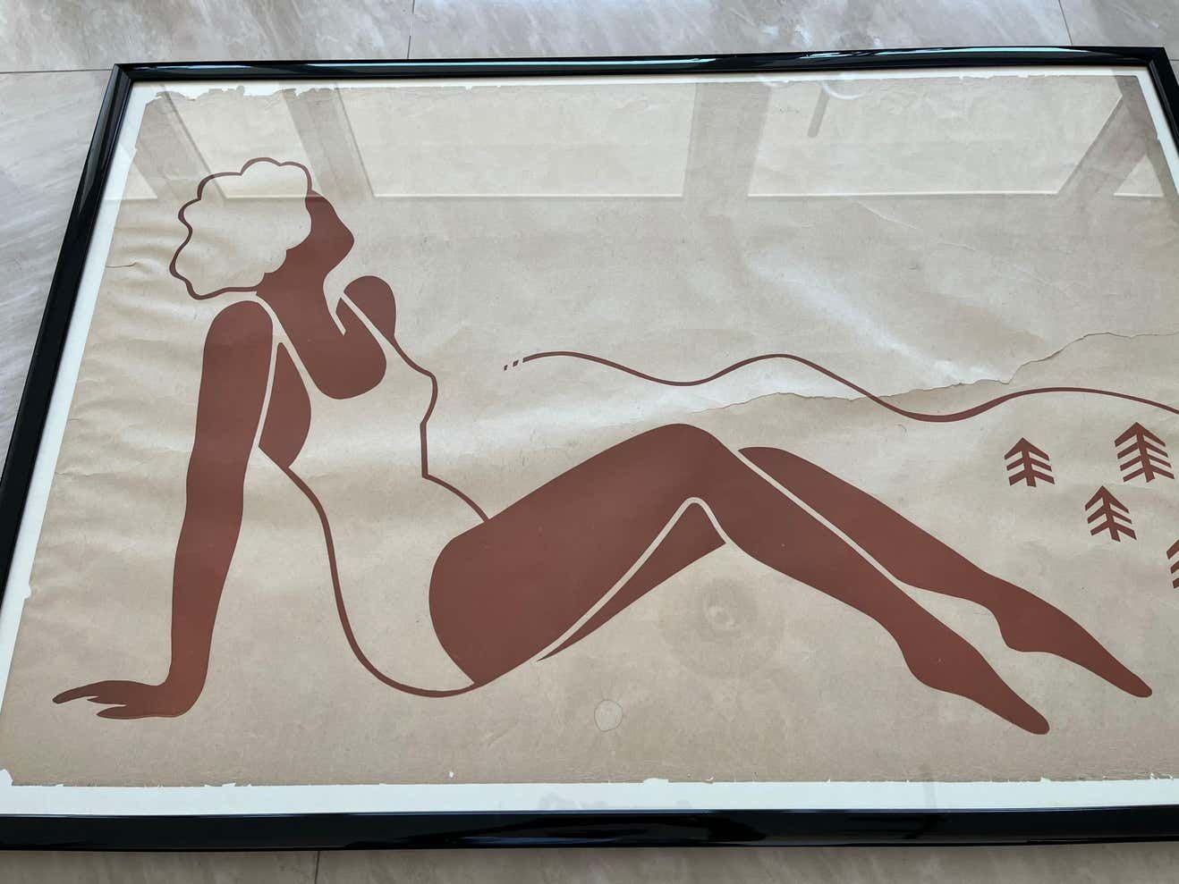 Oud Art Deco Reclameposter / Zonnecreme 1930 photo furniture