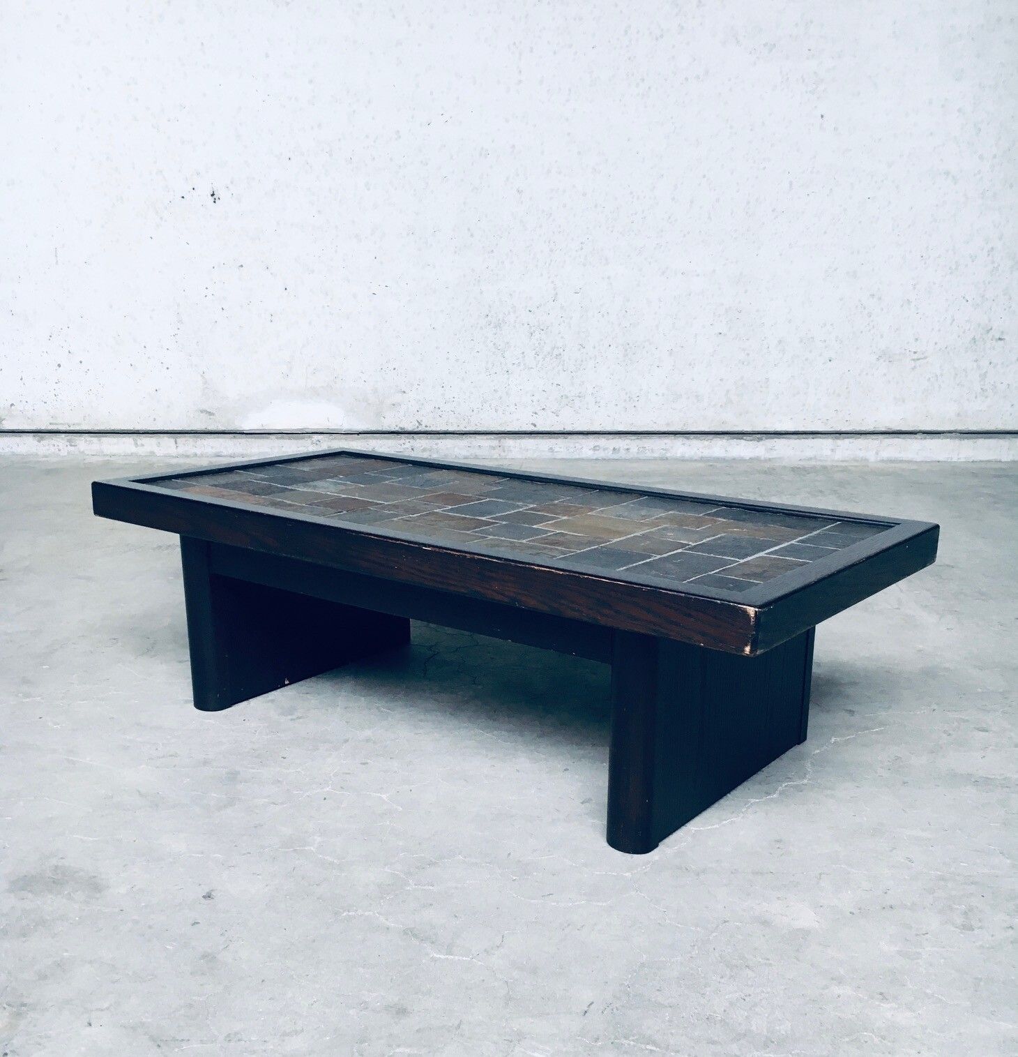 Brutalist Design In Style Slate Tile Inlay Coffee Table, Belgium 1970's photo furniture