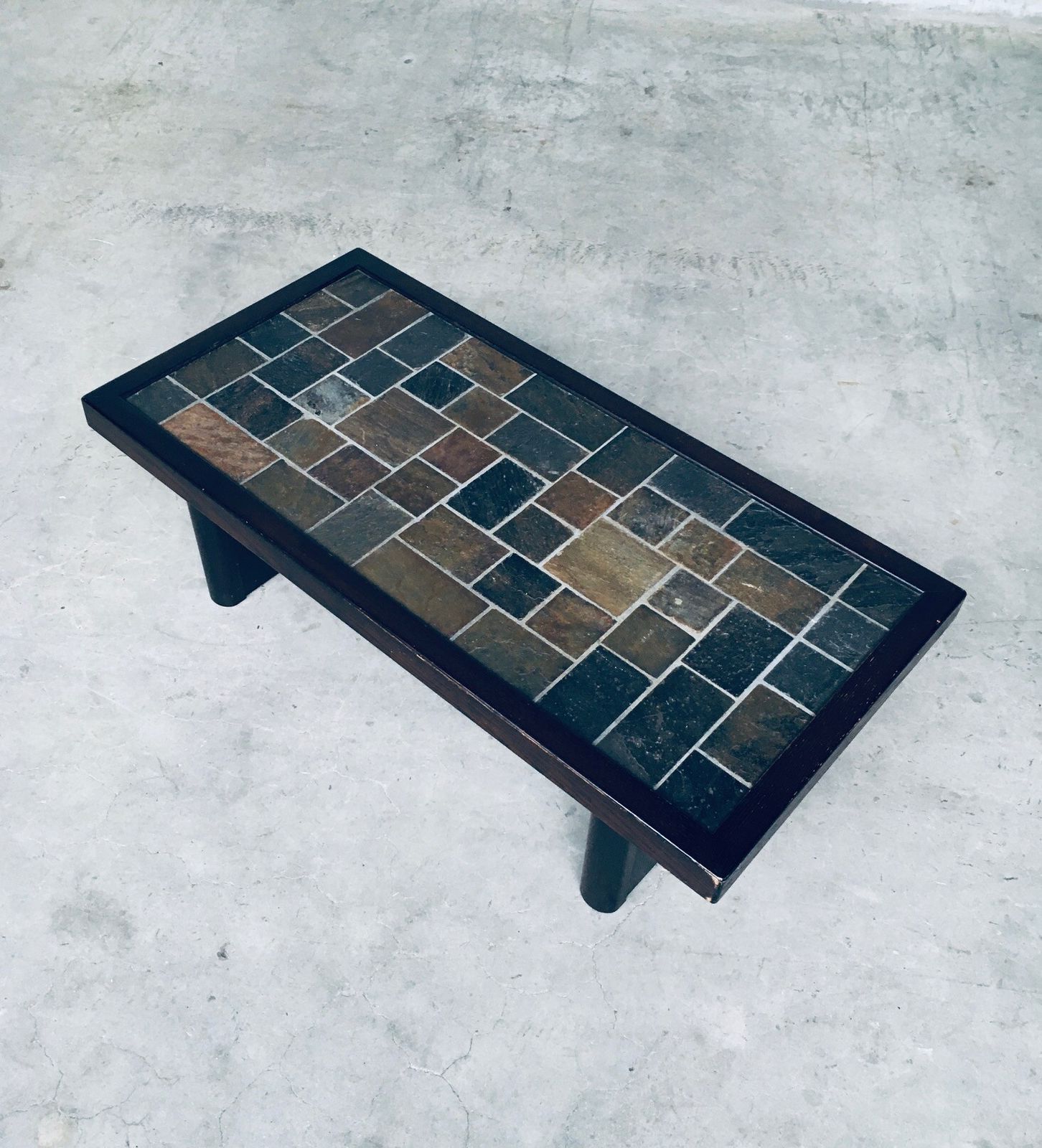 Brutalist Design In Style Slate Tile Inlay Coffee Table, Belgium 1970's photo Furniture