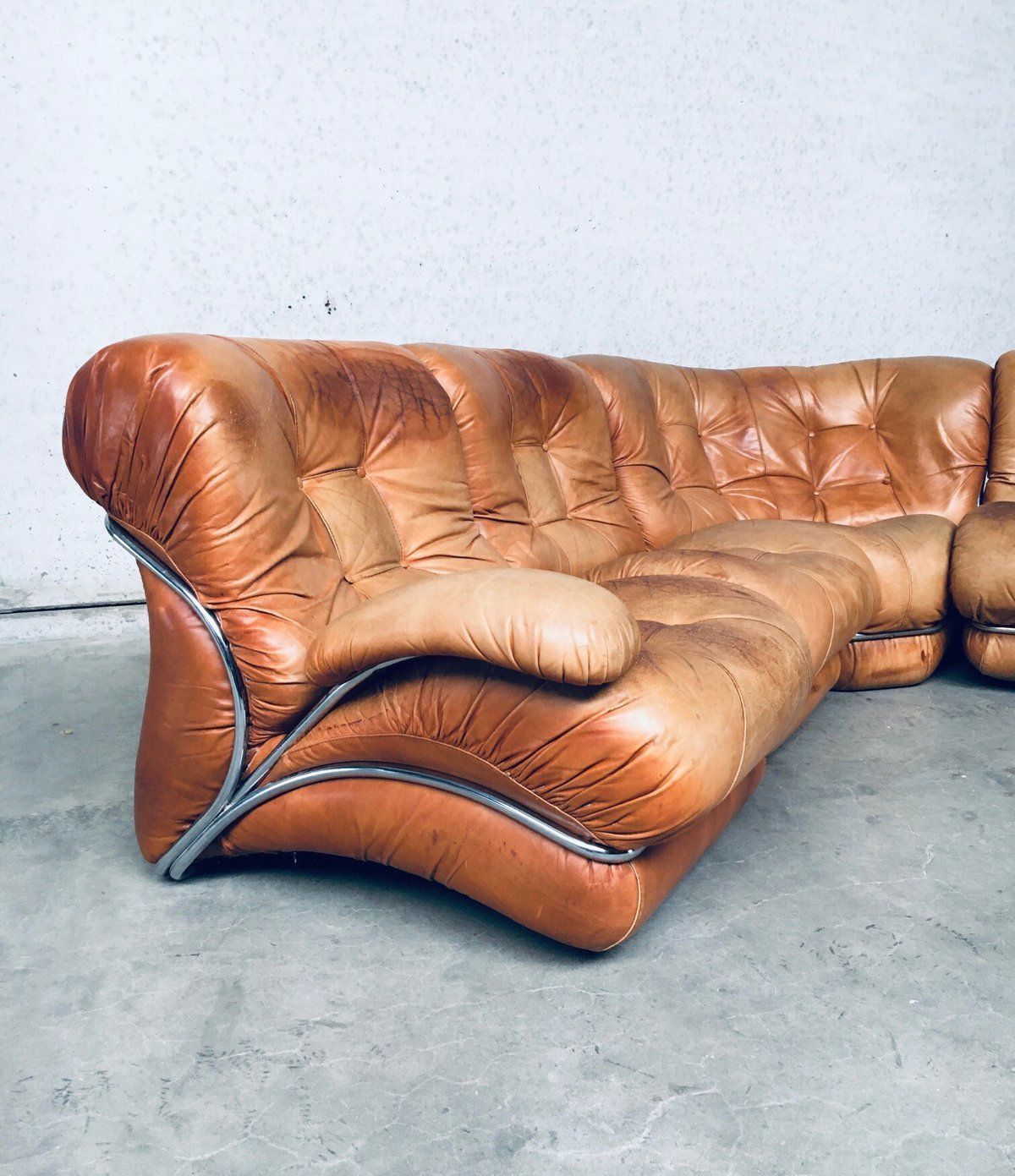 photo buy Mid Century Modern Italiaans Design Leren Hoekbank Van Ipe, Italië, Jaren 1970