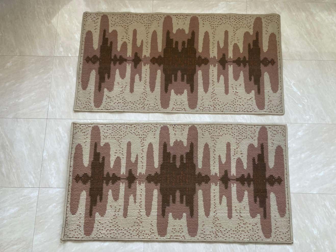 Pair Of Two Design Organic Scandinavian Style Carpets   1970s / Czechoslovakia photo vinterior