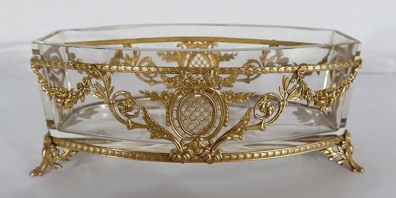 Small Glass And Brass Planter Louis XVI Style 1900
