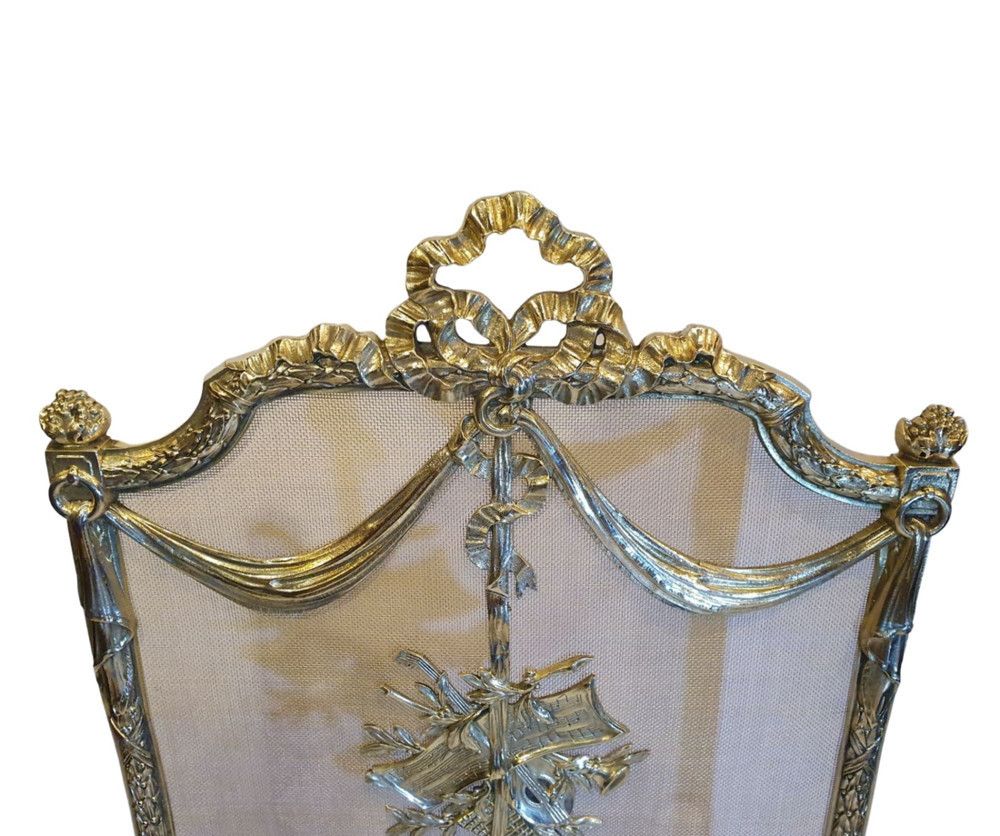 A Stunning 19th Century Fully Restored Polished Brass Fire Screen photo for sale