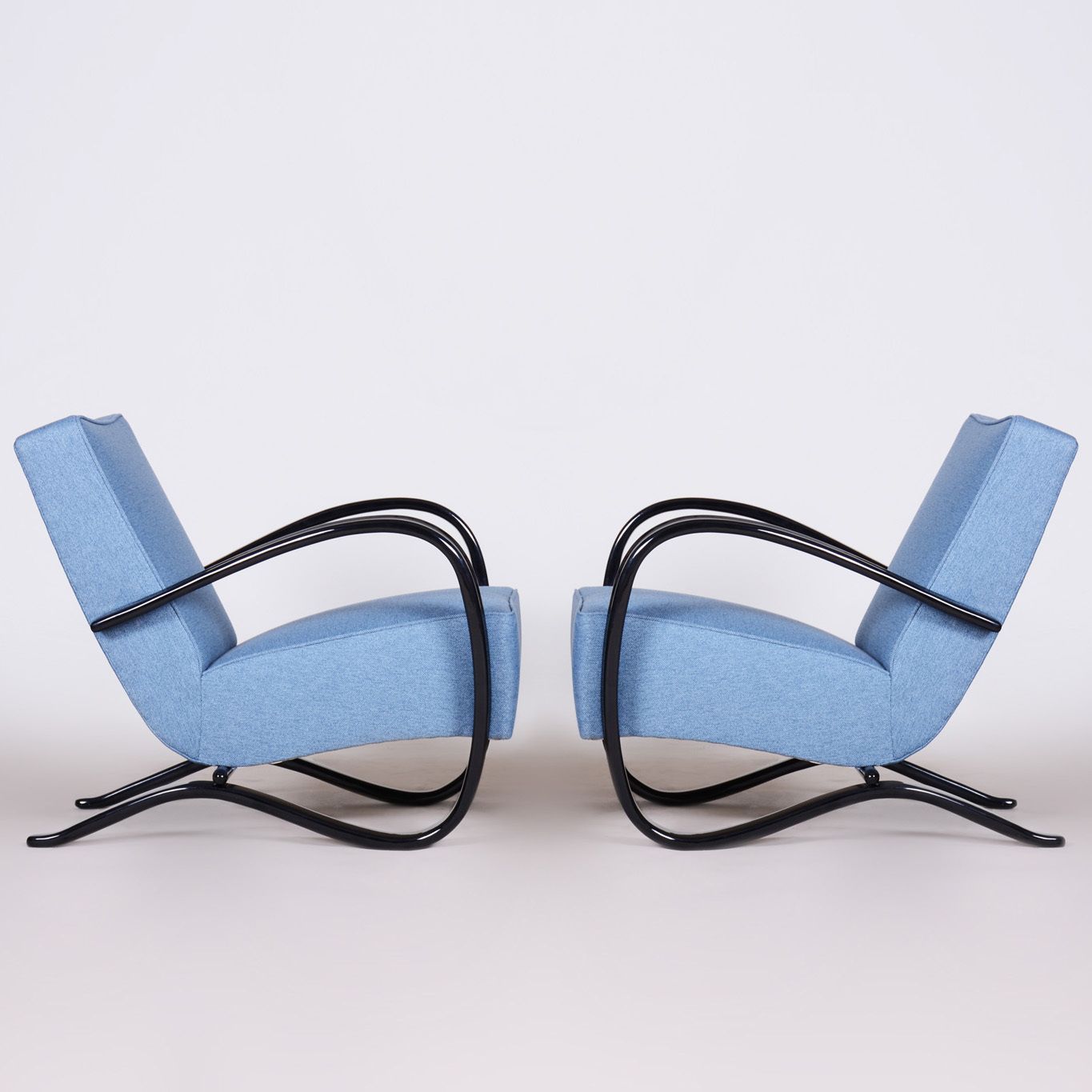 Pair Of Blue Halabala Armchairs Made In 1930s Czechia By Up Zavody photo furniture