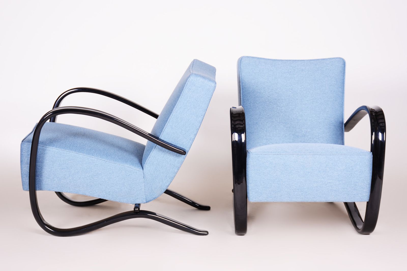 Pair Of Blue Halabala Armchairs Made In 1930s Czechia By Up Zavody photo vintage