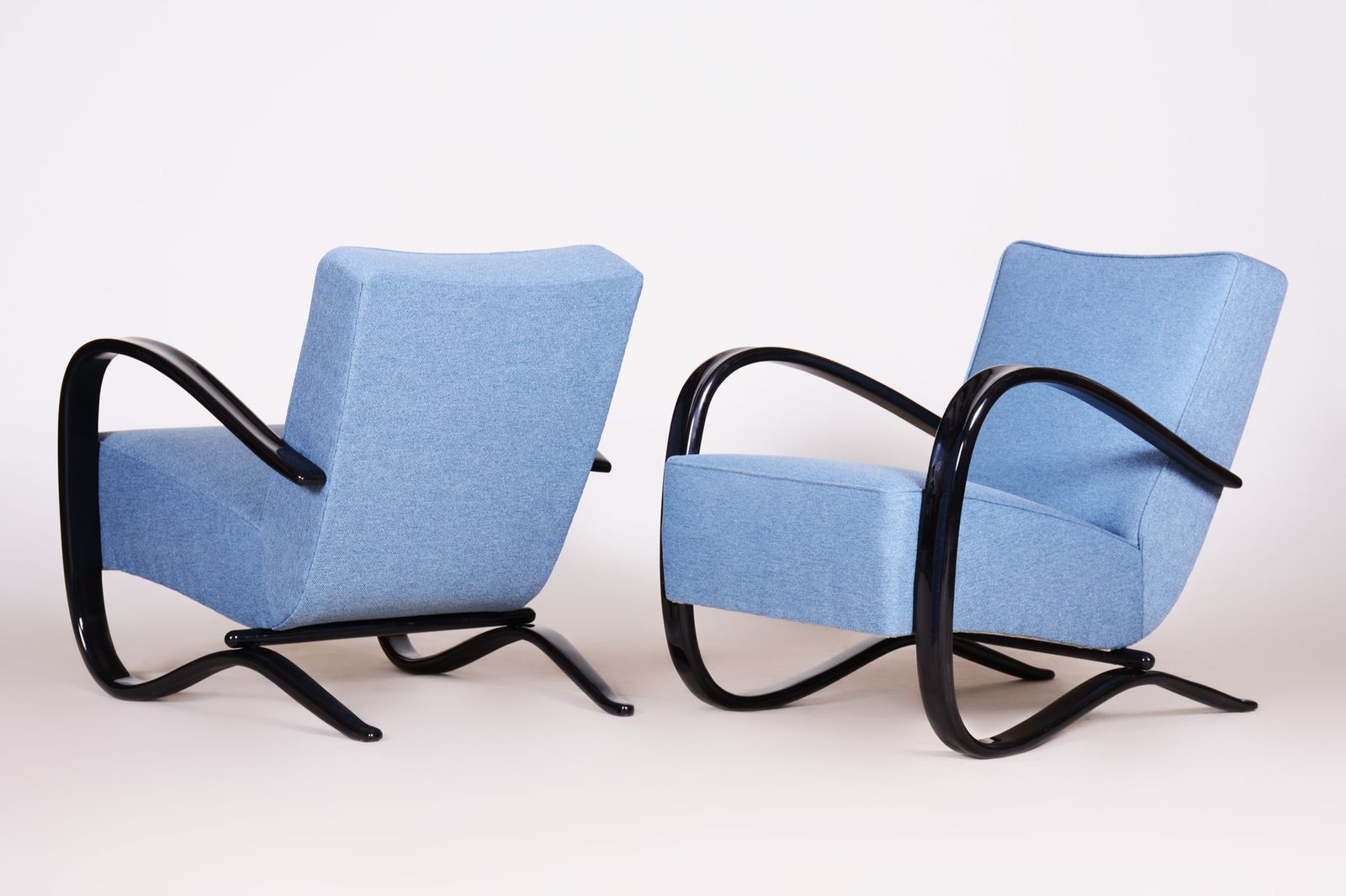 photo furniture Pair Of Blue Halabala Armchairs Made In 1930s Czechia By Up Zavody