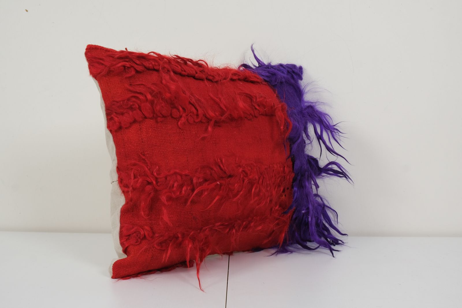 16" X 21" Woven Turkish Wool Shaggy Kilim Pillow Cover, Shag Carpet Cushion, Ethnic Kilim Pillow Cover photo Textiles