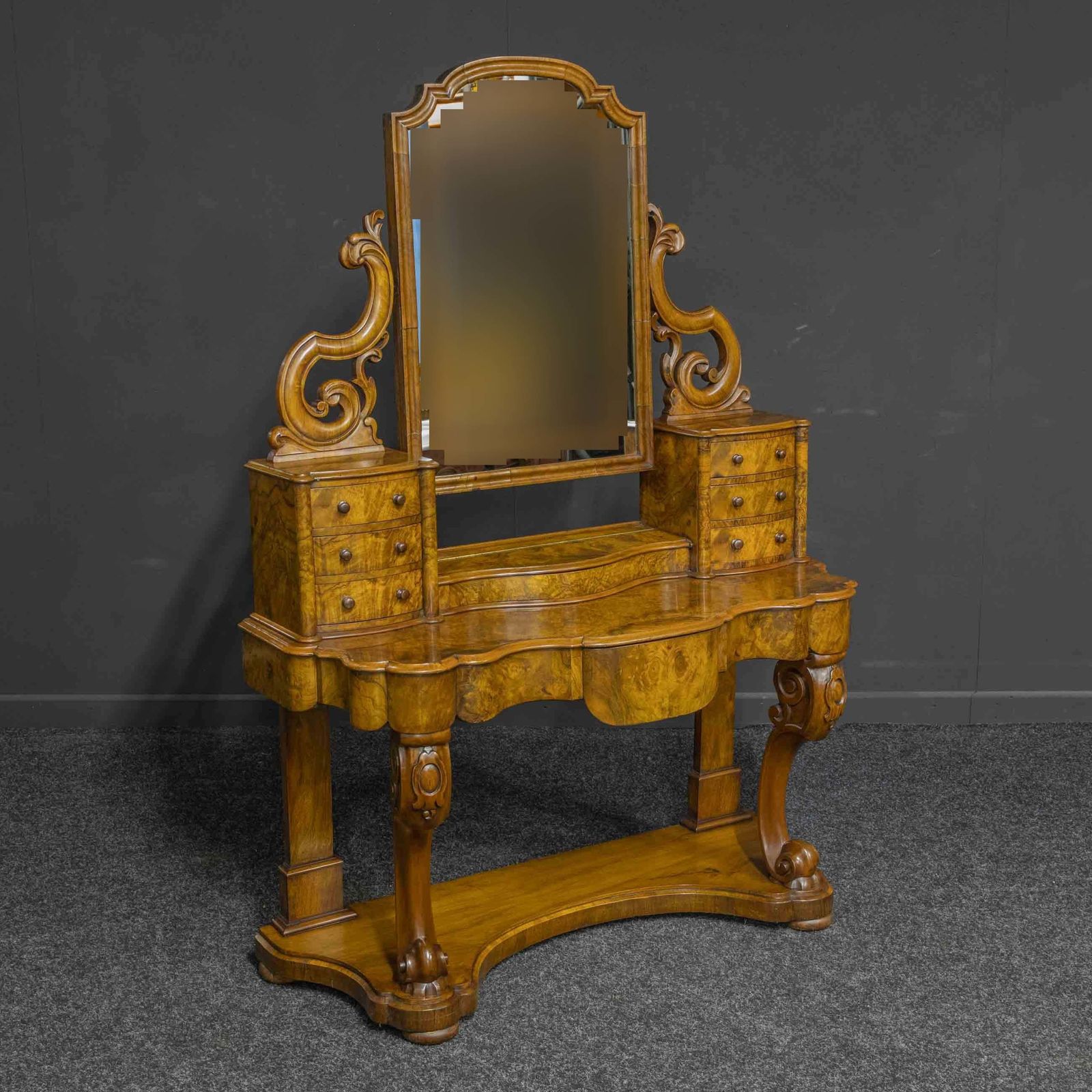 Mid Victorian Burr Walnut Dressing Table photo furniture
