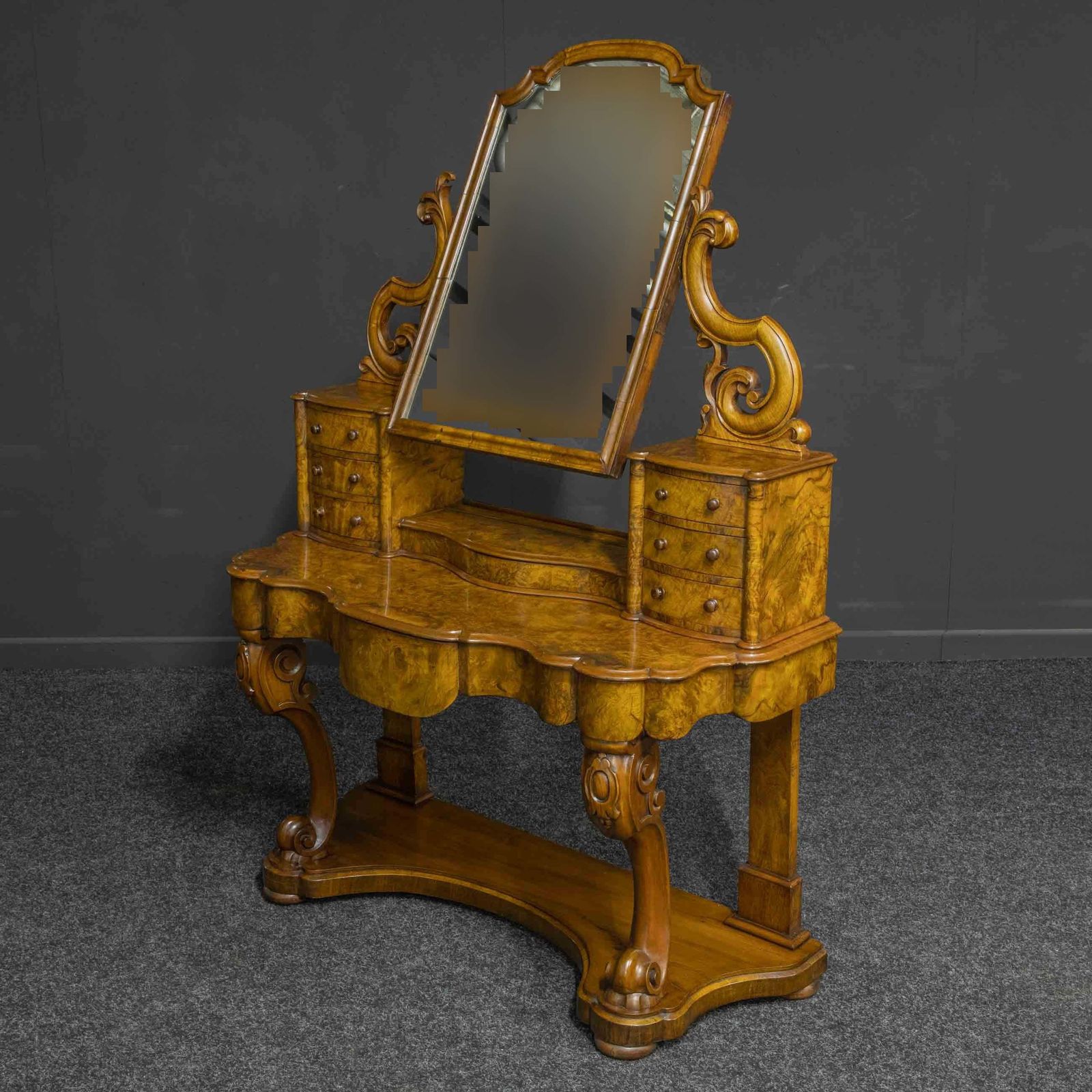 Mid Victorian Burr Walnut Dressing Table photo Furniture