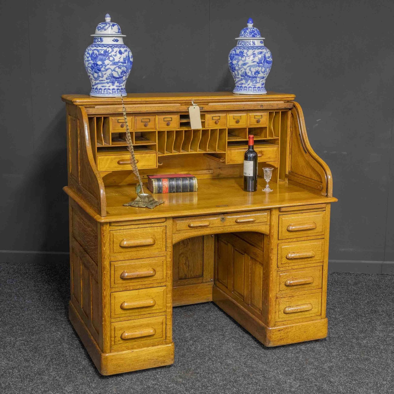 Edwardian Oak Roll Top Desk photo furniture