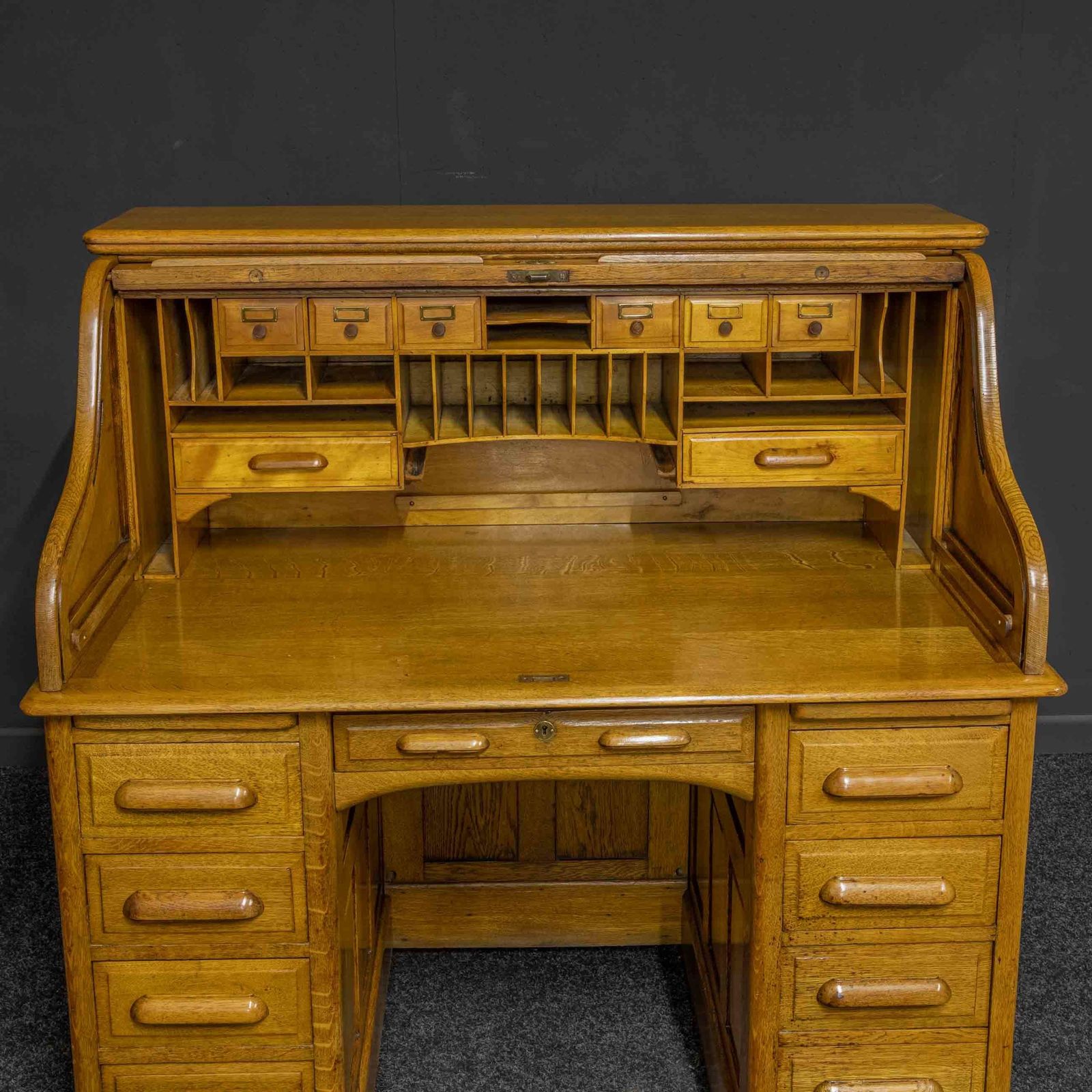 Edwardian Oak Roll Top Desk photo vinterior