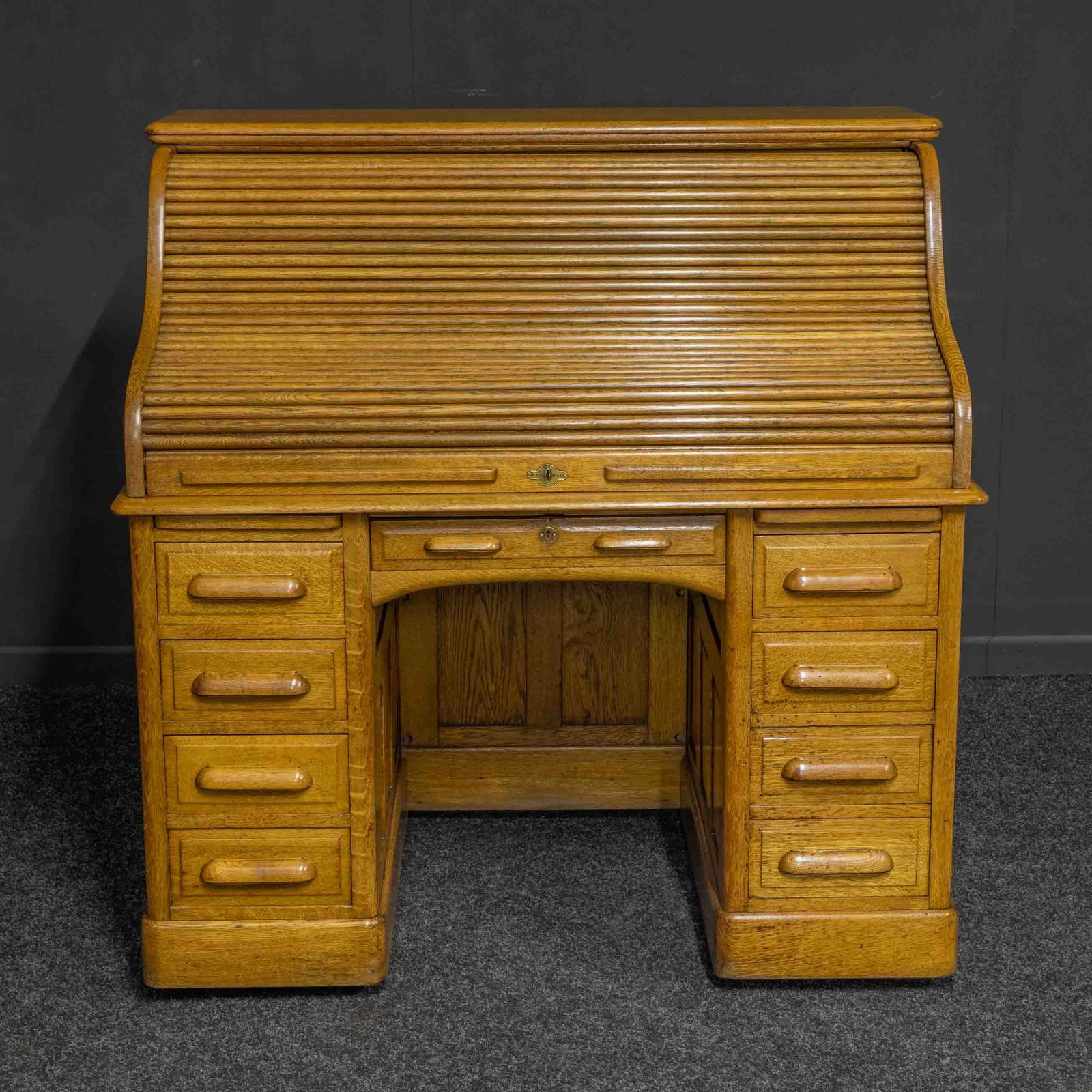 photo for sale Edwardian Oak Roll Top Desk