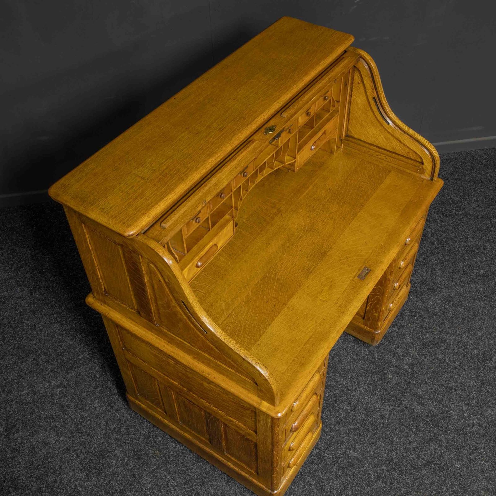 4850.0 Edwardian Oak Roll Top Desk photo