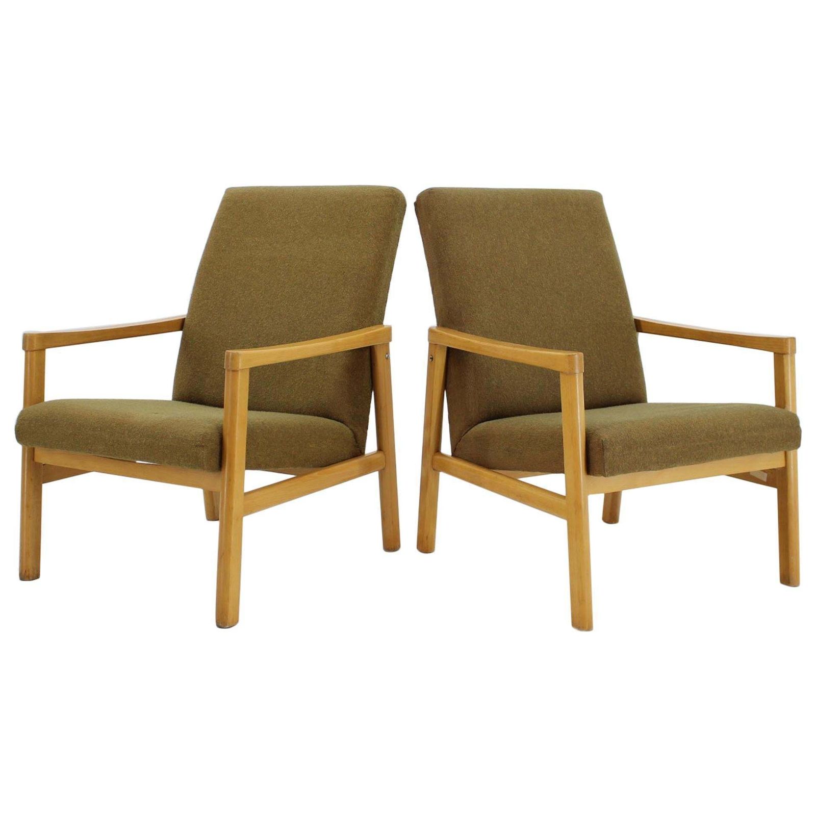 photo furniture 1960s Pair Of Beech Armchairs Czechoslovakia