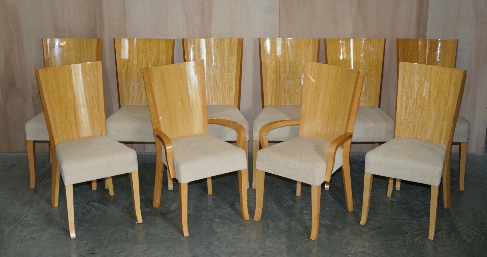 X10 Rrp Giorgio Collection Huge Burr Satinwood Dining Chairs Part Suite