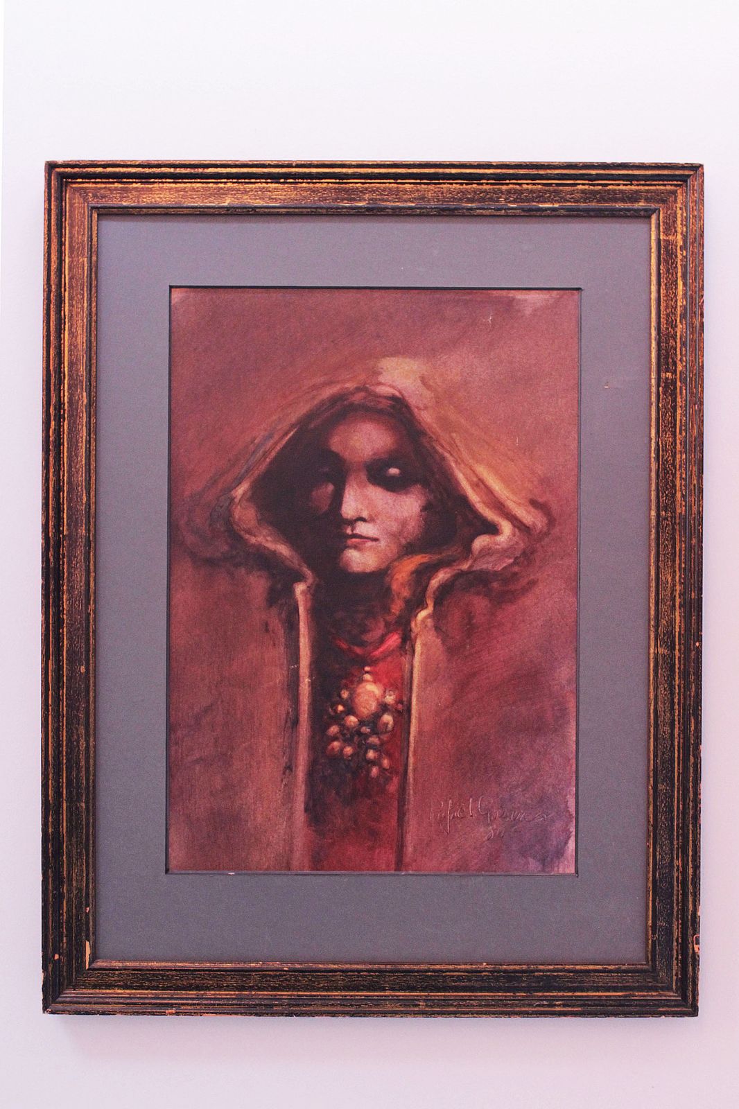 Art Nouveau Gouache Painting With Frame, 1984 photo furniture