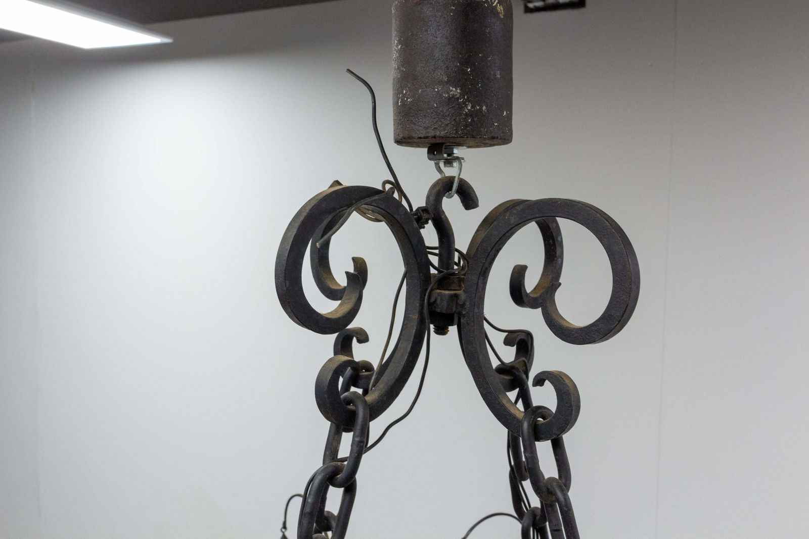 photo vintage French One Of A Kind Midcentury Four Yokes Chandelier Pendant Light Mid Century