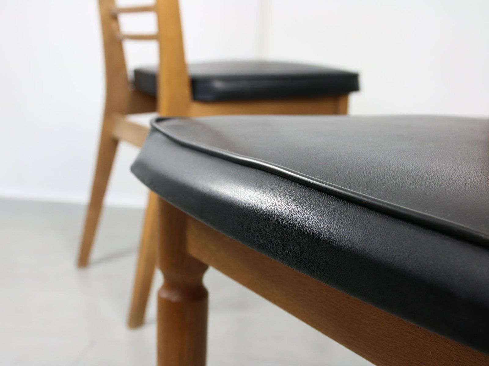 photo buy Vintage Wooden & Brass Scandinavian Dining Chairs, Set Of 2
