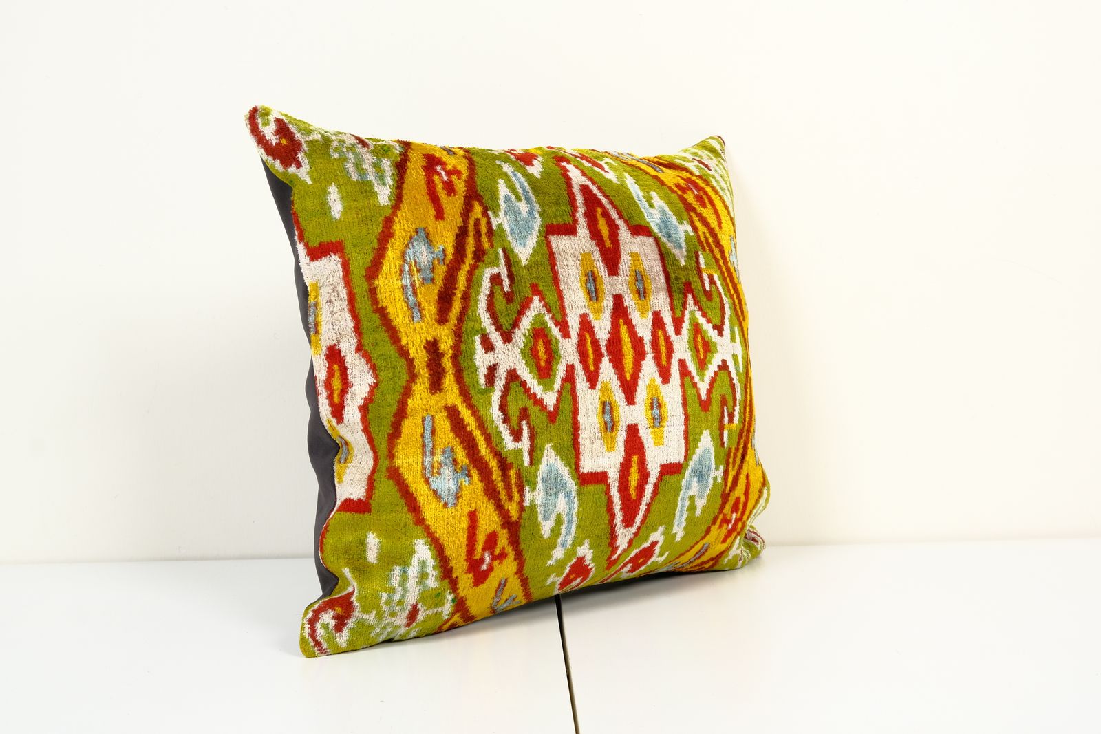 16" X 20" Orange Turkish Ikat Velvet Pillow, Silk Lumbar Cushion Cover, Boho Pillow photo Textiles