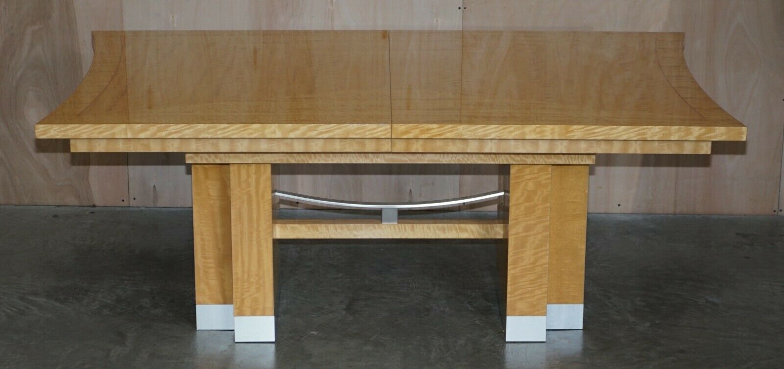 Giorgio Collection Huge Extending Burr Satinwood Dining Table Suite photo for sale