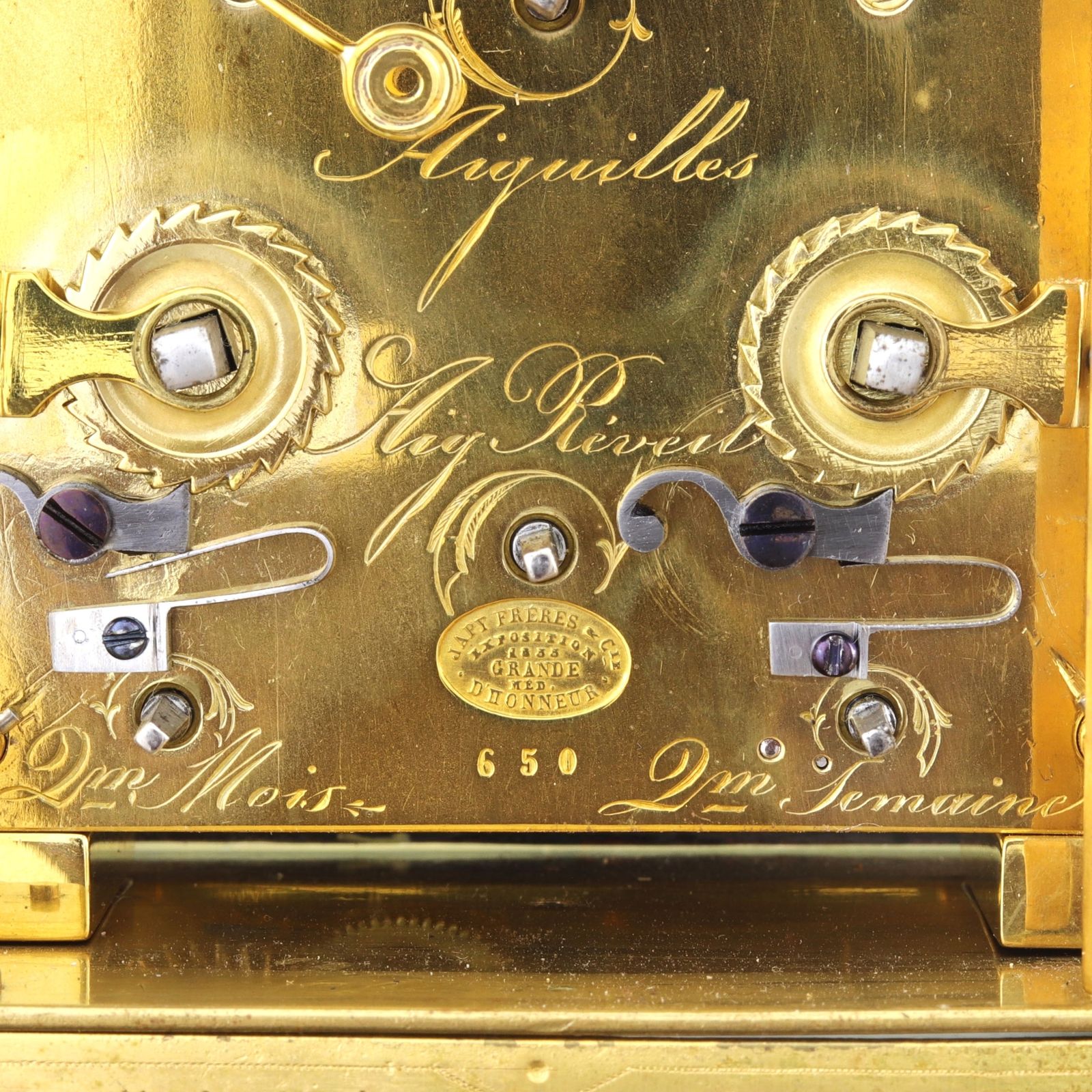 photo furniture Engraved Gilt Centre Seconds Calendar Alarm Carriage Clock By Japy Freres C1860