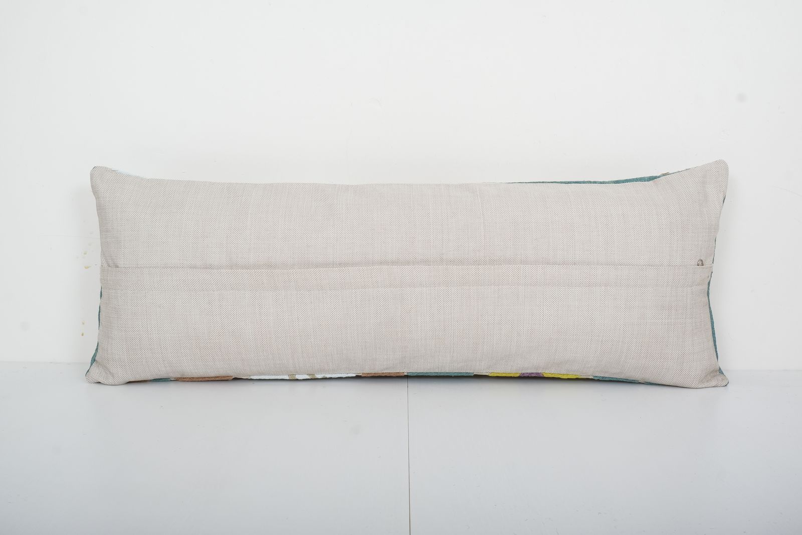 10" X 30" Lumbar King Bed  Cotton Suzani Pillow Cover, Exquisite White Washed Colorful  Pillow Cover, Designer photo for sale