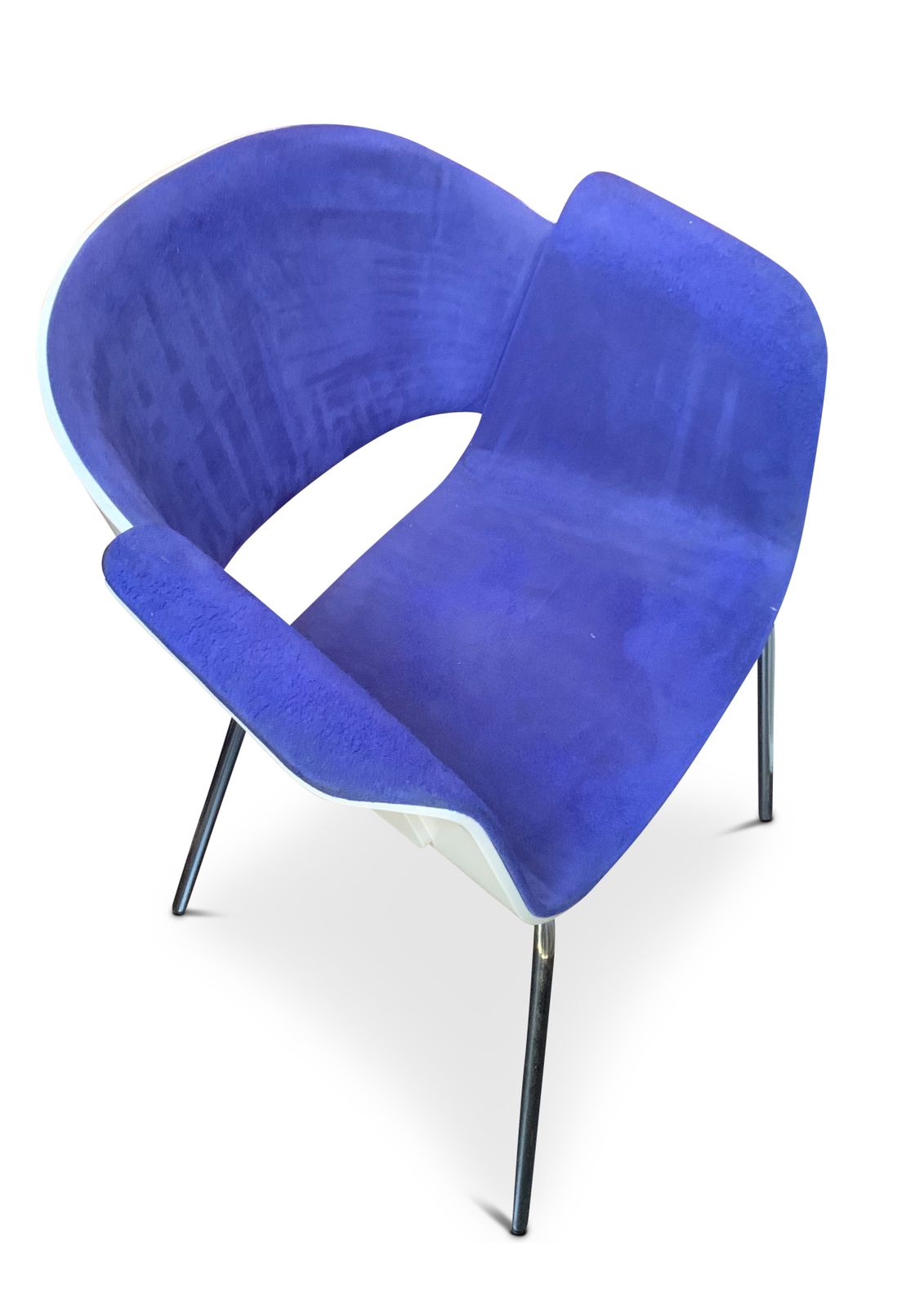 Mid Century Design Rondo Laminated & Purple Upholstered Chrome Armchair Designed By Johannes Scherr, Kai Stania, Christian Horner For Bene Ol photo Furniture