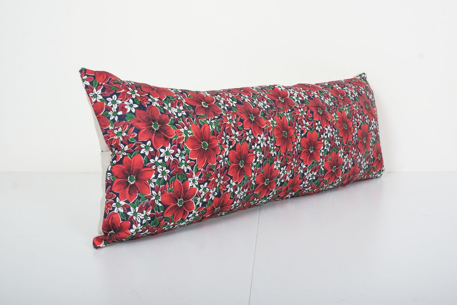 Floral Russian Caftan Cushion   Ethnic Cotton Pillow Cover   Oversize  Bedding Pillow 12" X 32" photo for sale