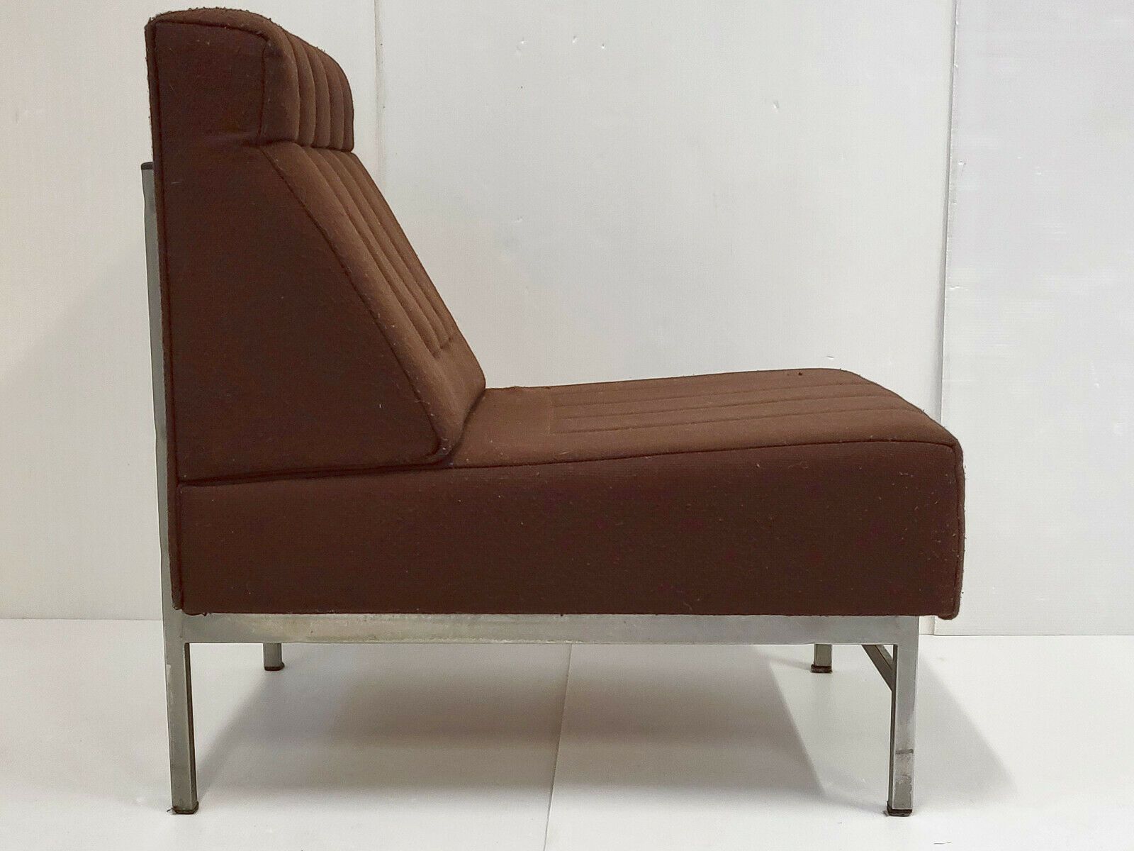 Vintage Chair Armchair 1960 In Wool & Steel 60s 1960s 60s photo for sale