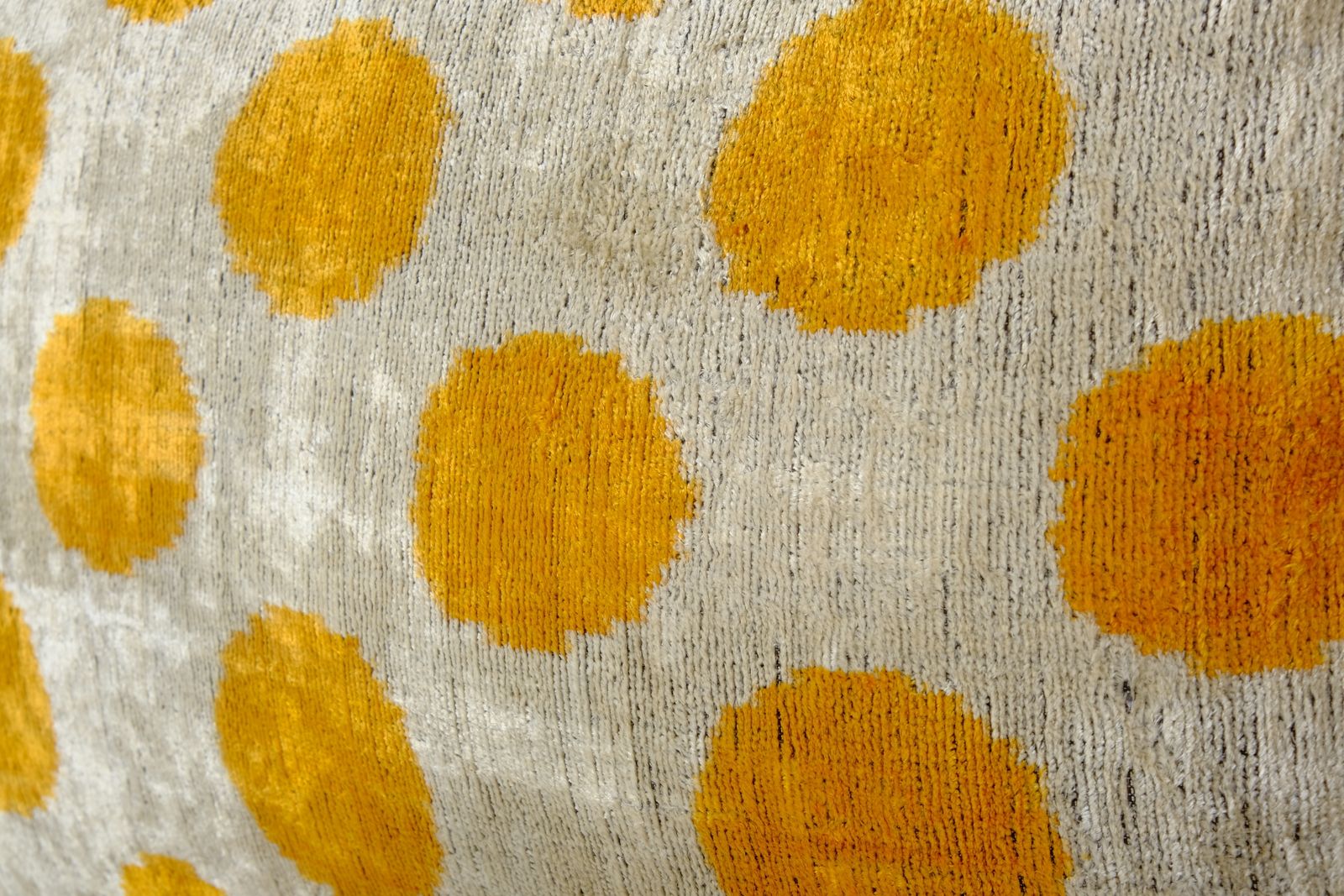 Yellow Silk Ikat Velvet Pillow Cover, Pair Polka Dot Ikat Lumbar Cushion Cover, Decorative Pillowcase 16" X 24" photo 110.0