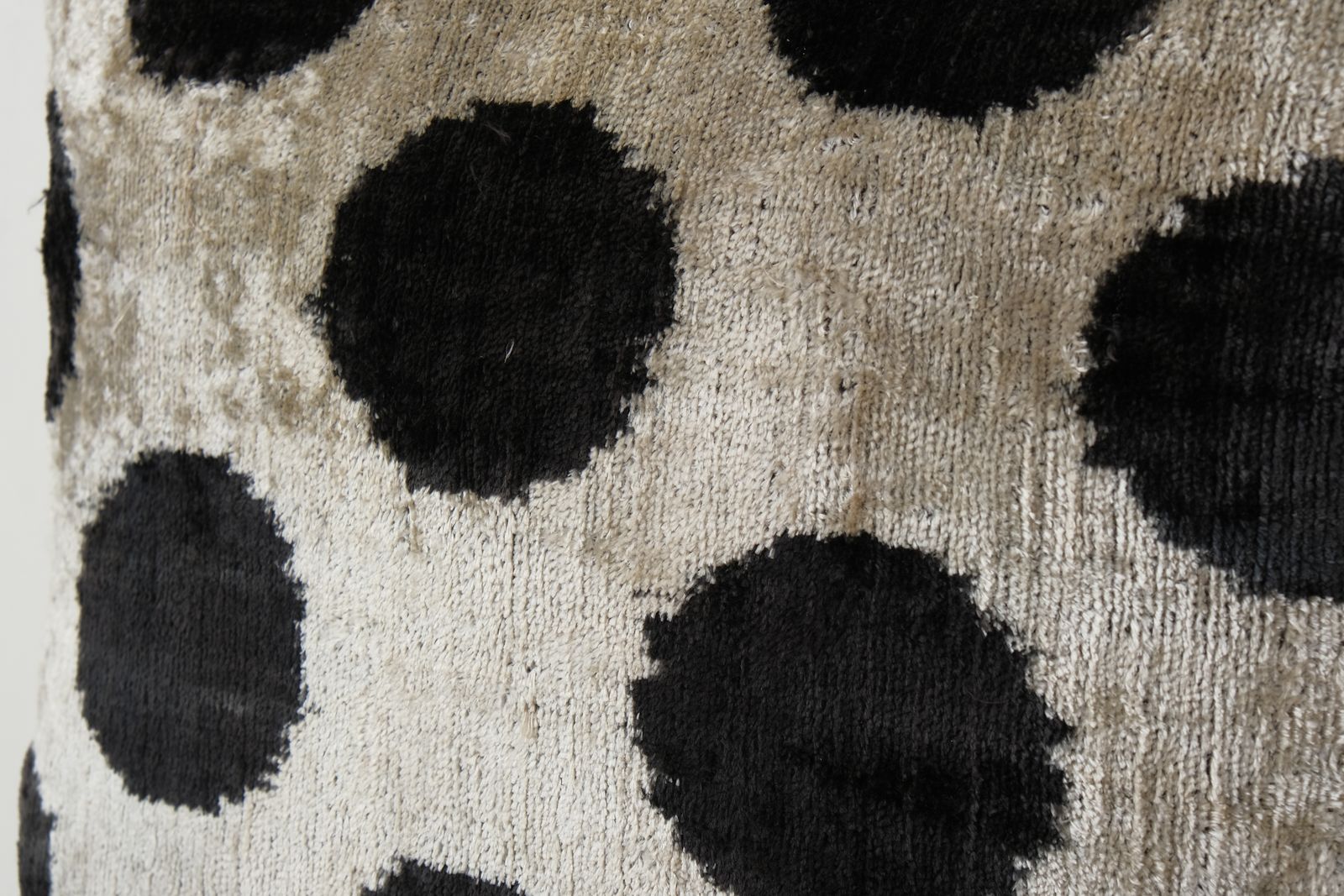 Black Silk Ikat Velvet Pillow Cover, Polka Dot Ikat Lumbar Cushion Cover, Decorative Pillowcase 16" X 16" photo furniture