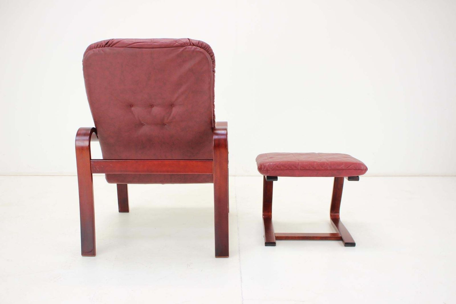 1980 Leather Armchair With Footrest, Ton Czechoslovakia photo Furniture