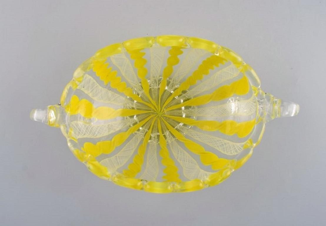 Murano Bowl With Handles In Mouth Blown Art Glass, 1960s photo vinterior