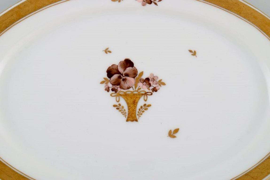 Oval Royal Copenhagen Golden Basket Serving Dish In Porcelain With Flowers photo furniture