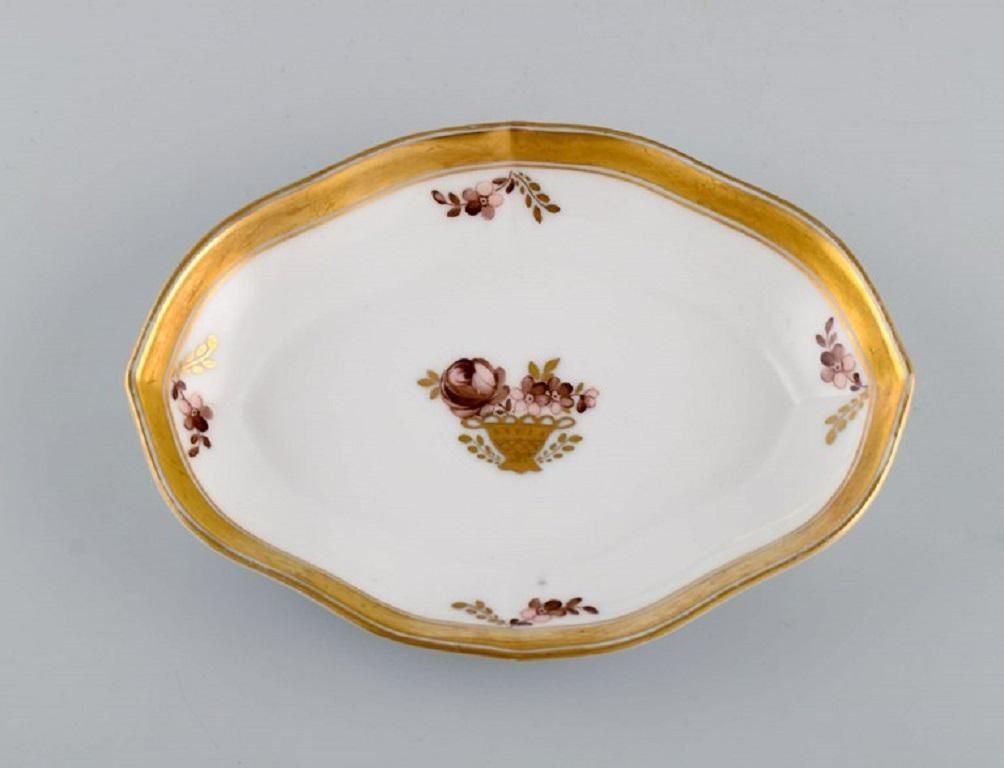 Three Royal Copenhagen Golden Basket Dishes In Porcelain With Flowers photo for sale