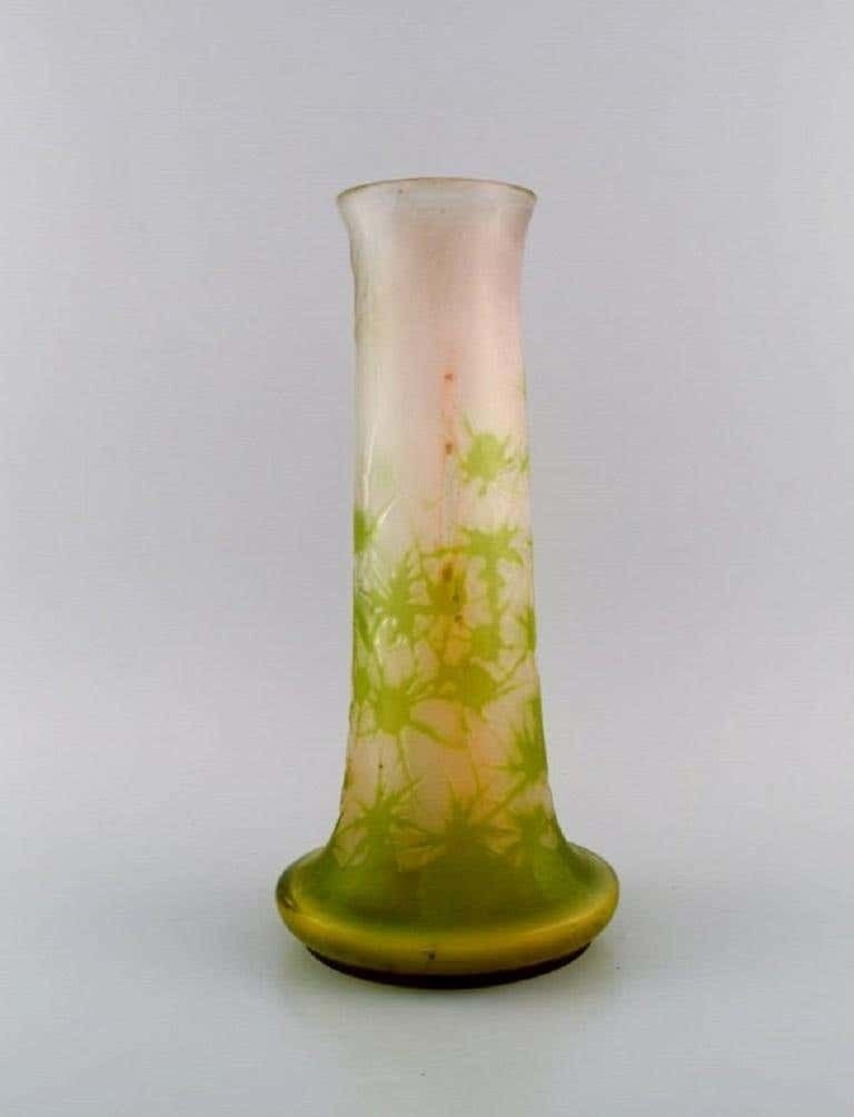 Large Emile Gallé Vase In Frosted And Green Art Glass photo furniture