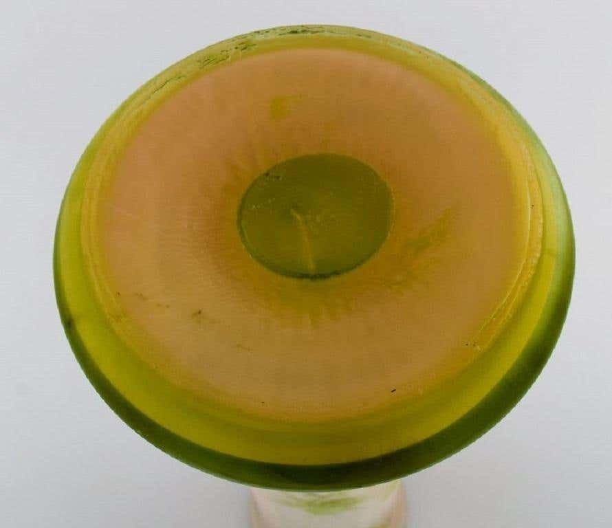 photo furniture Large Emile Gallé Vase In Frosted And Green Art Glass