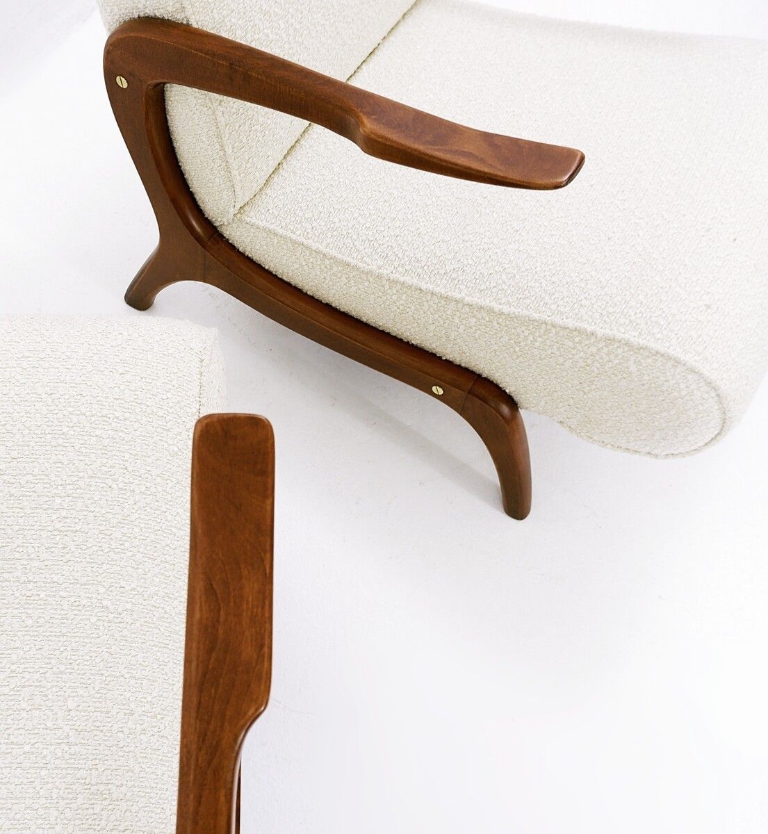 Pair Of Armchairs In White Bouclette photo 3565.0