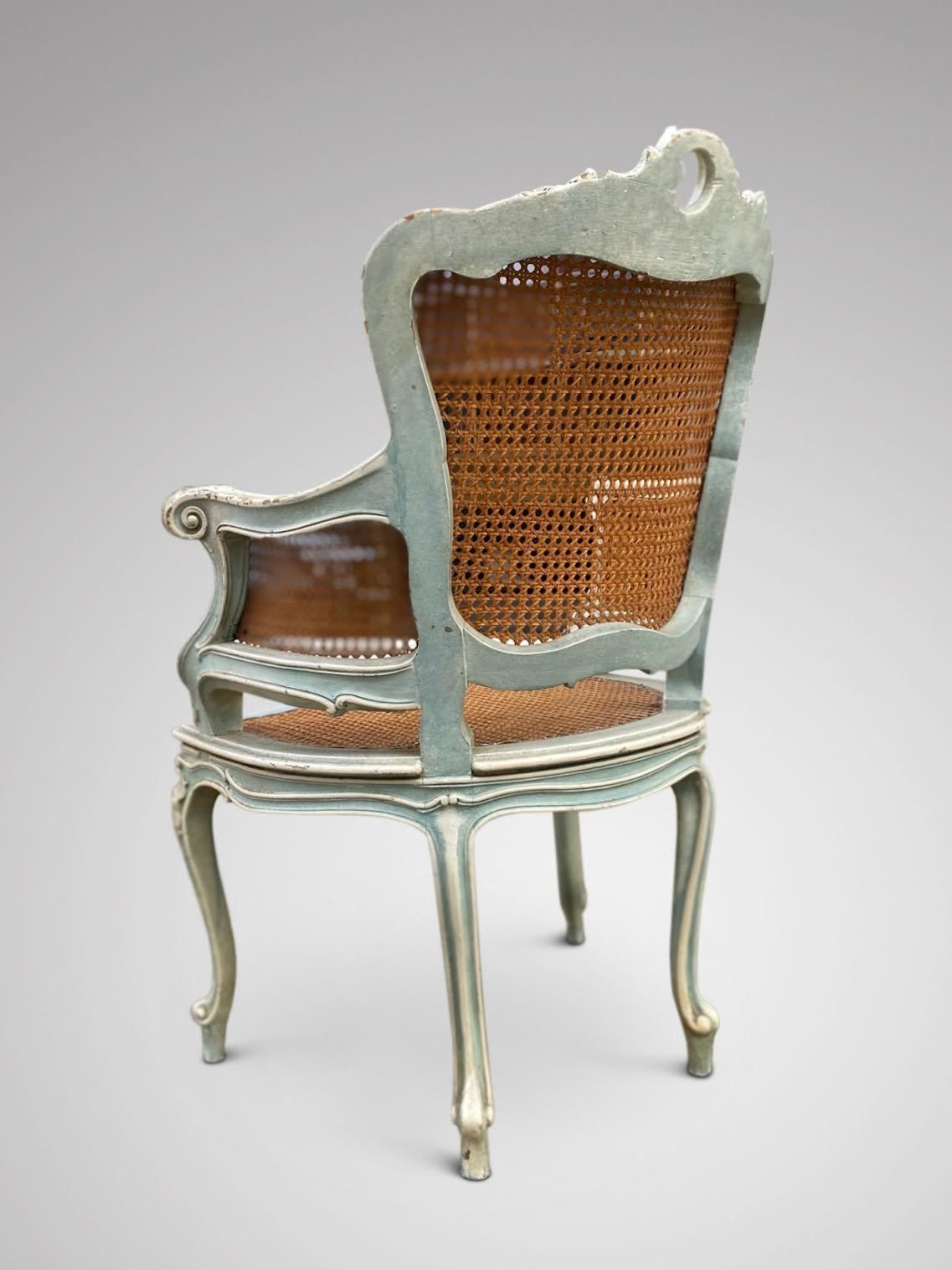 Pair Of 19th C French Painted Cane Armchairs photo buy