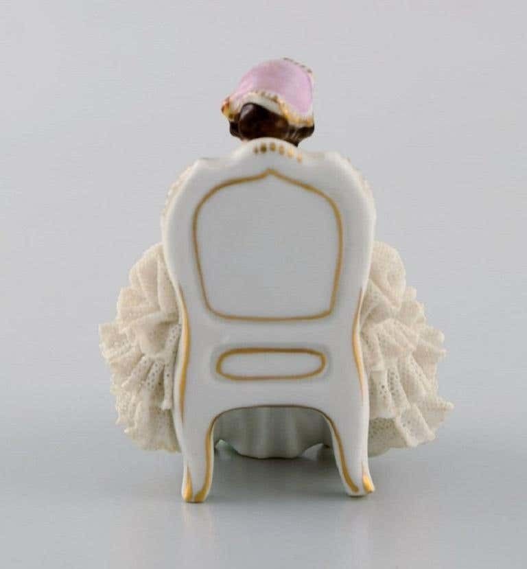 Volkstedt Rudolstadt, Germany, Porcelain Figure, Reading Woman In A Skirt photo 156.0