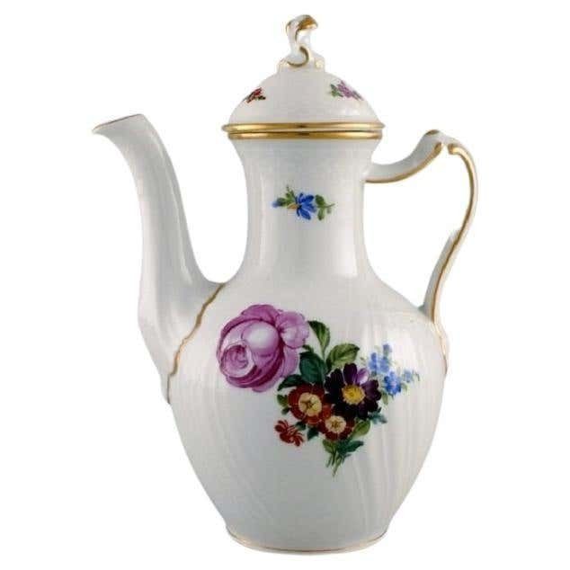 Royal Copenhagen Saxon Flower Coffee Pot In Hand Painted Porcelain