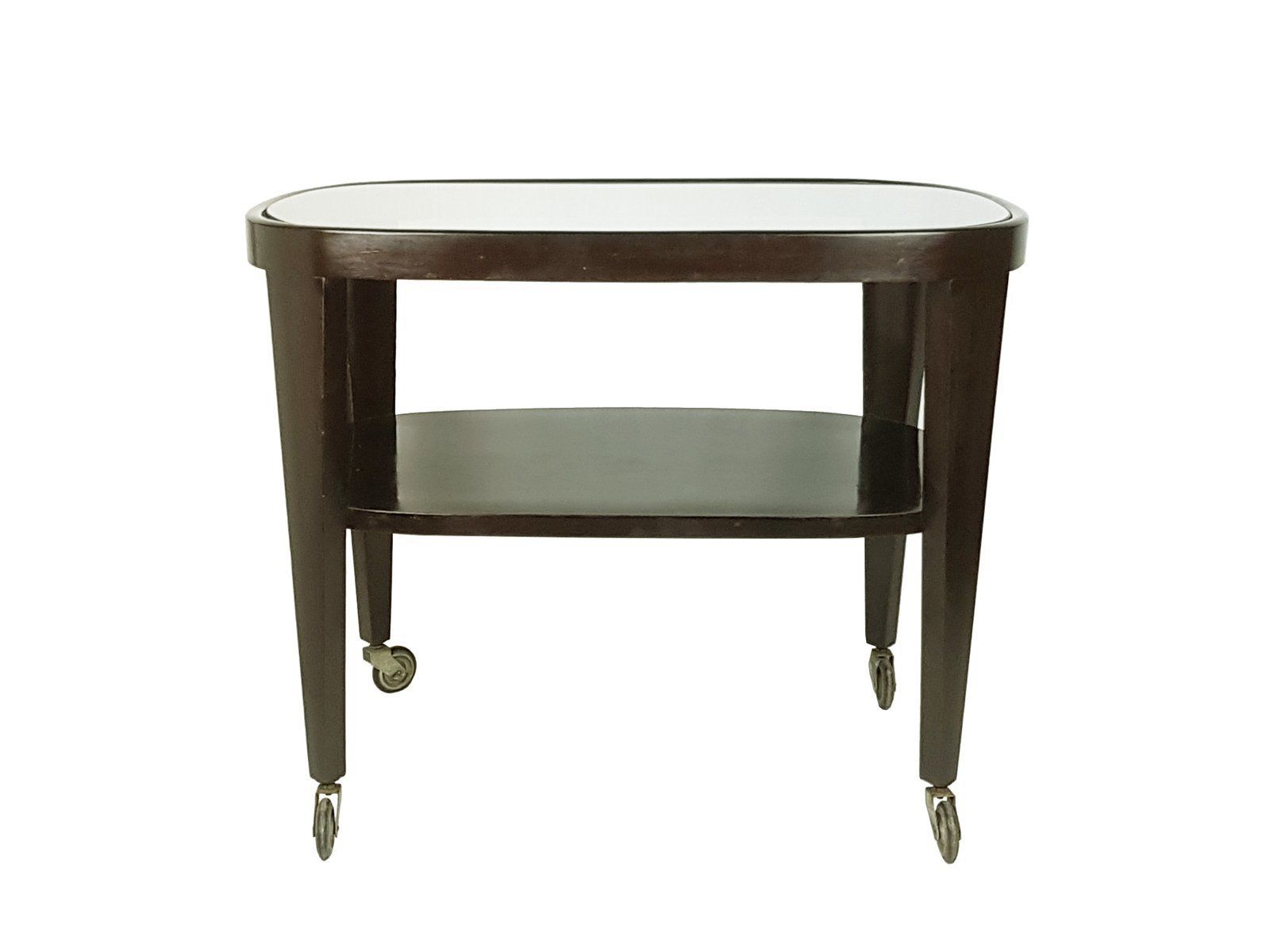 Mid Century Modern Italian Wood & Glass Serving Cart photo for sale