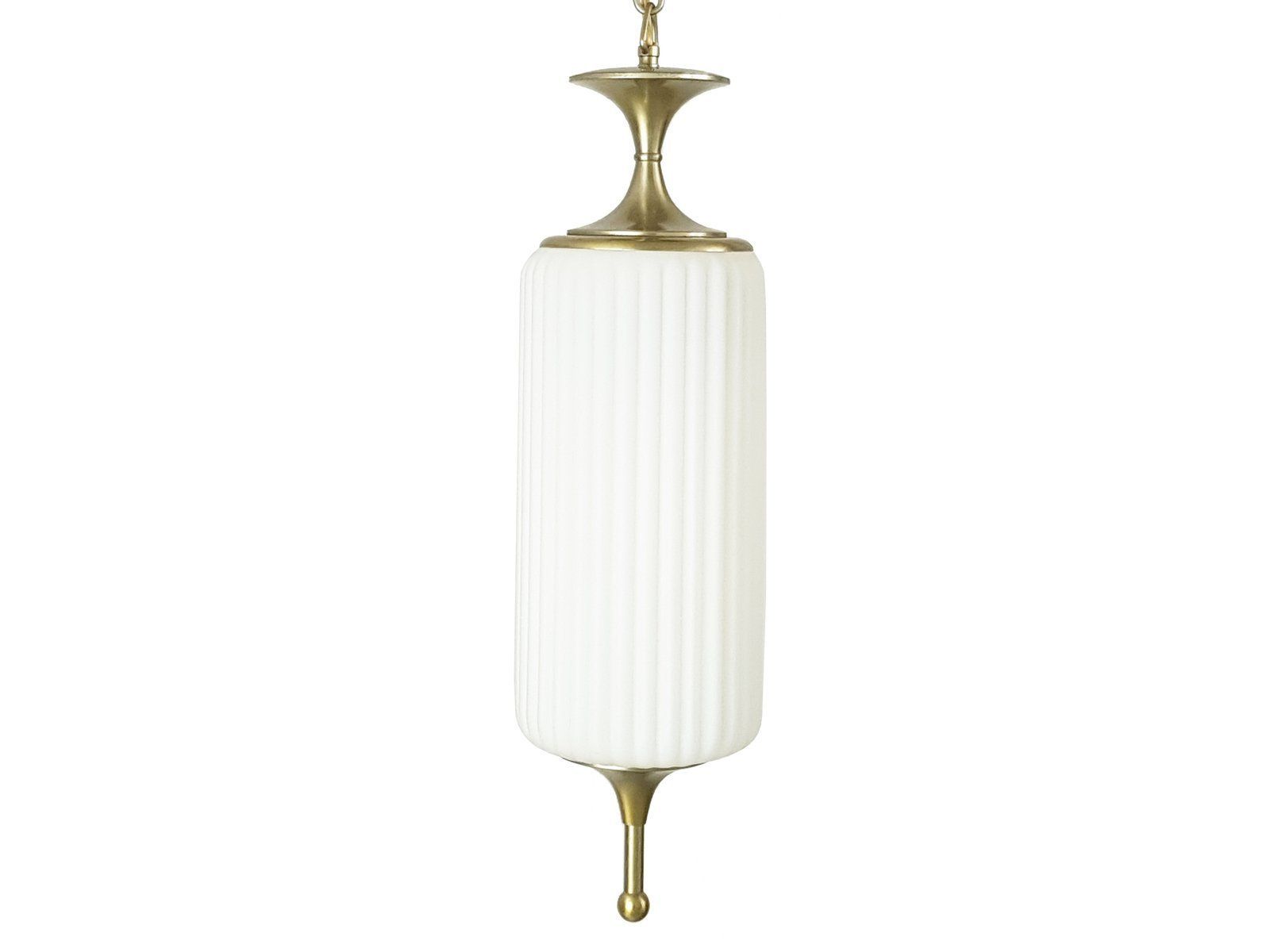 Italian Opaline Glass & Nickel Plated Metal Pendant Lamp By Reggiani, 1960s photo furniture