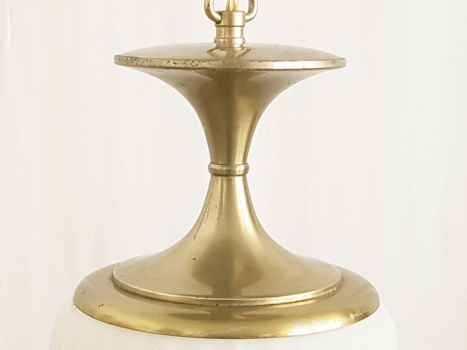 Italian Opaline Glass & Nickel Plated Metal Pendant Lamp By Reggiani, 1960s photo 761.0