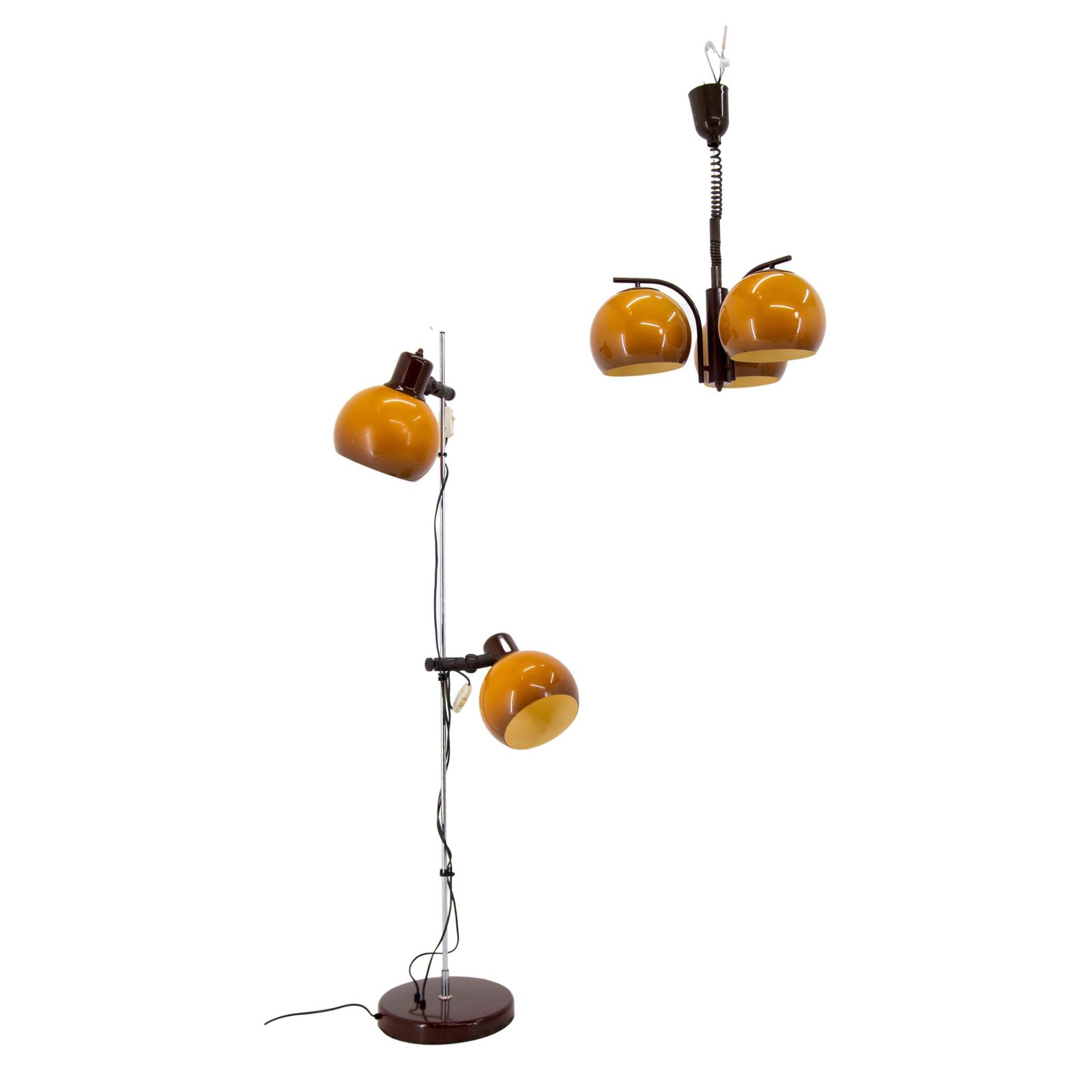 Set Of Floor Lamp And Chandelier, Hungary, 1960s