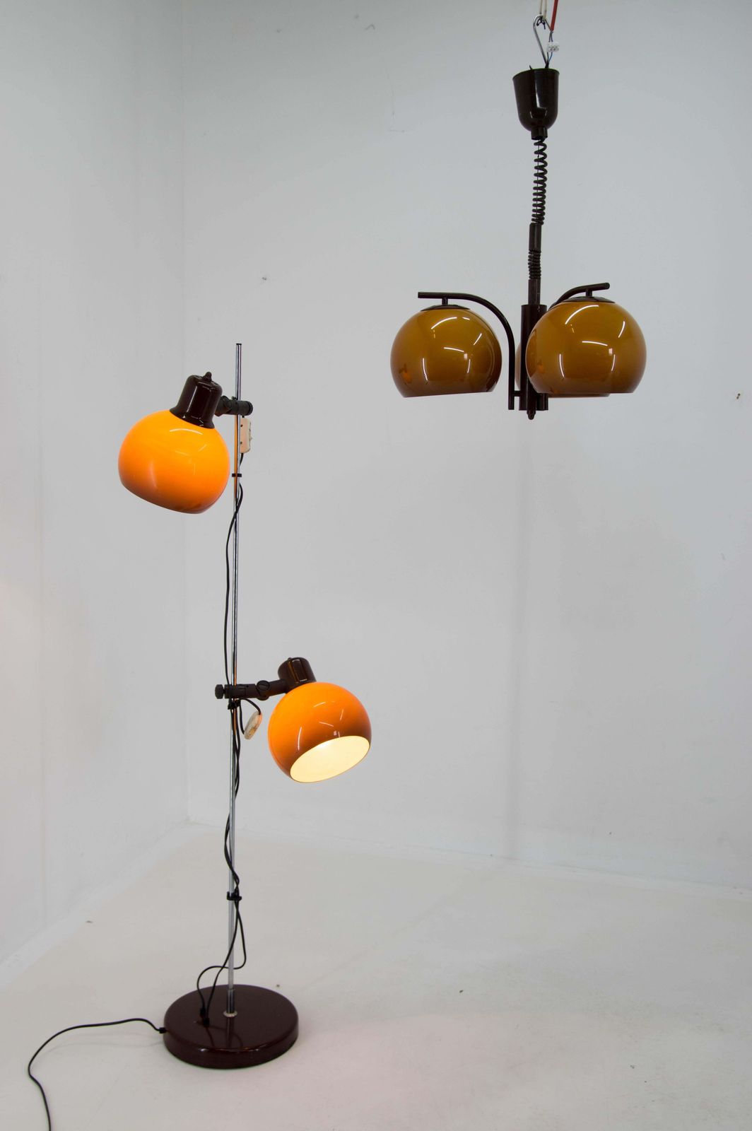 Set Of Floor Lamp And Chandelier, Hungary, 1960s photo for sale