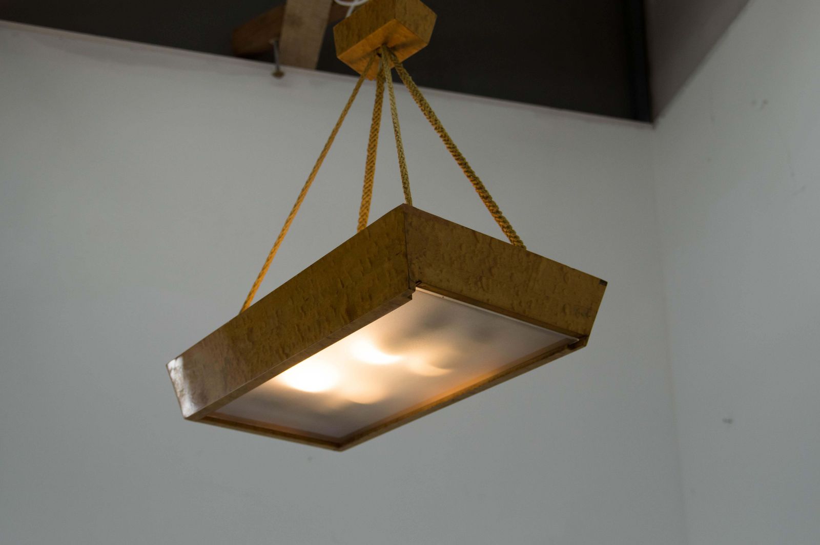 Mid Century Wood And Glass Chandelier By Krasna Jizba, 1950s photo Lighting