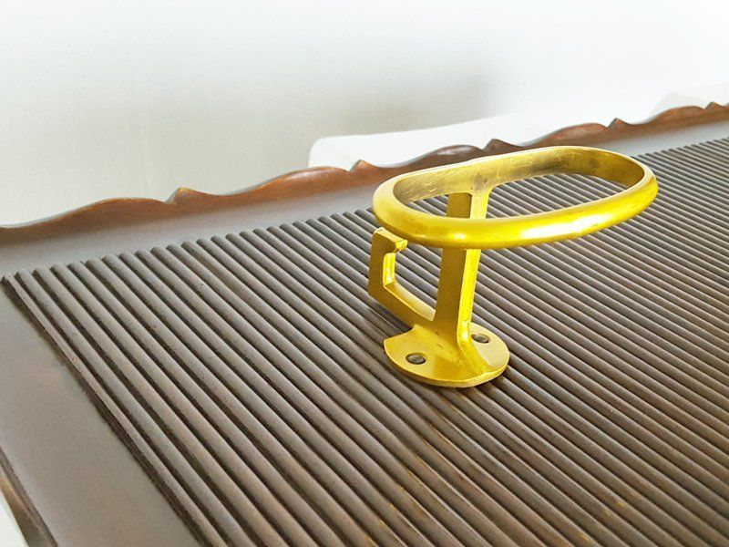 Italian Wood And Golden Aluminum Wall Coat Rack From Fratelli Barni Mobili Darte 1950s photo vintage