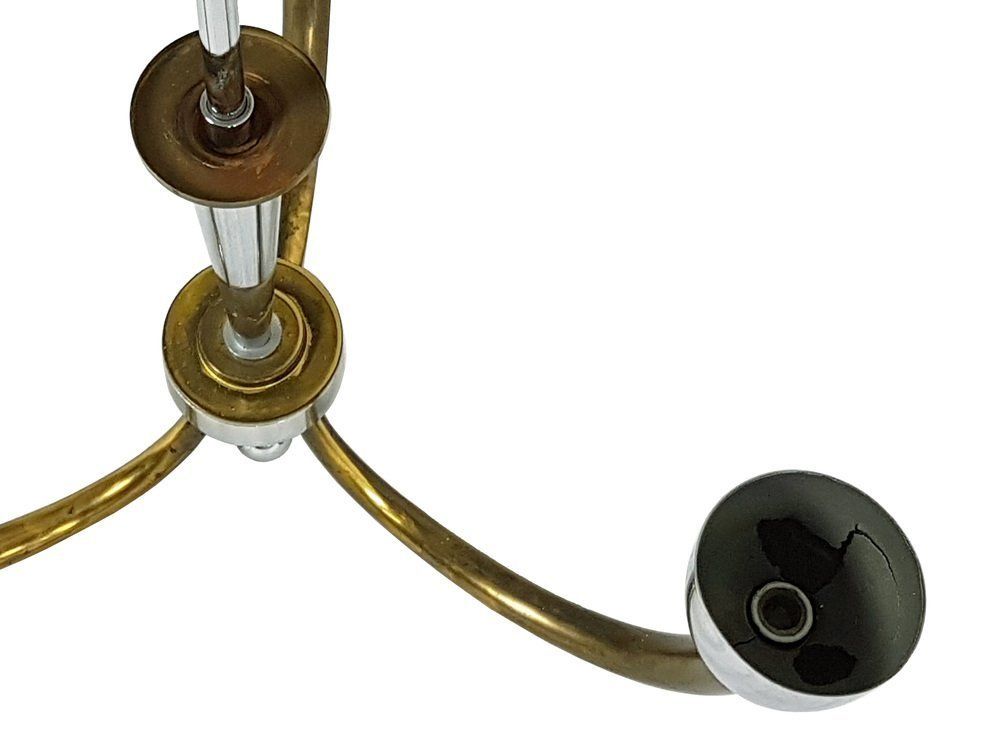 Vintage Italian Brass And Chrome Plated Metal Pendant Lamp 1940s photo vinterior